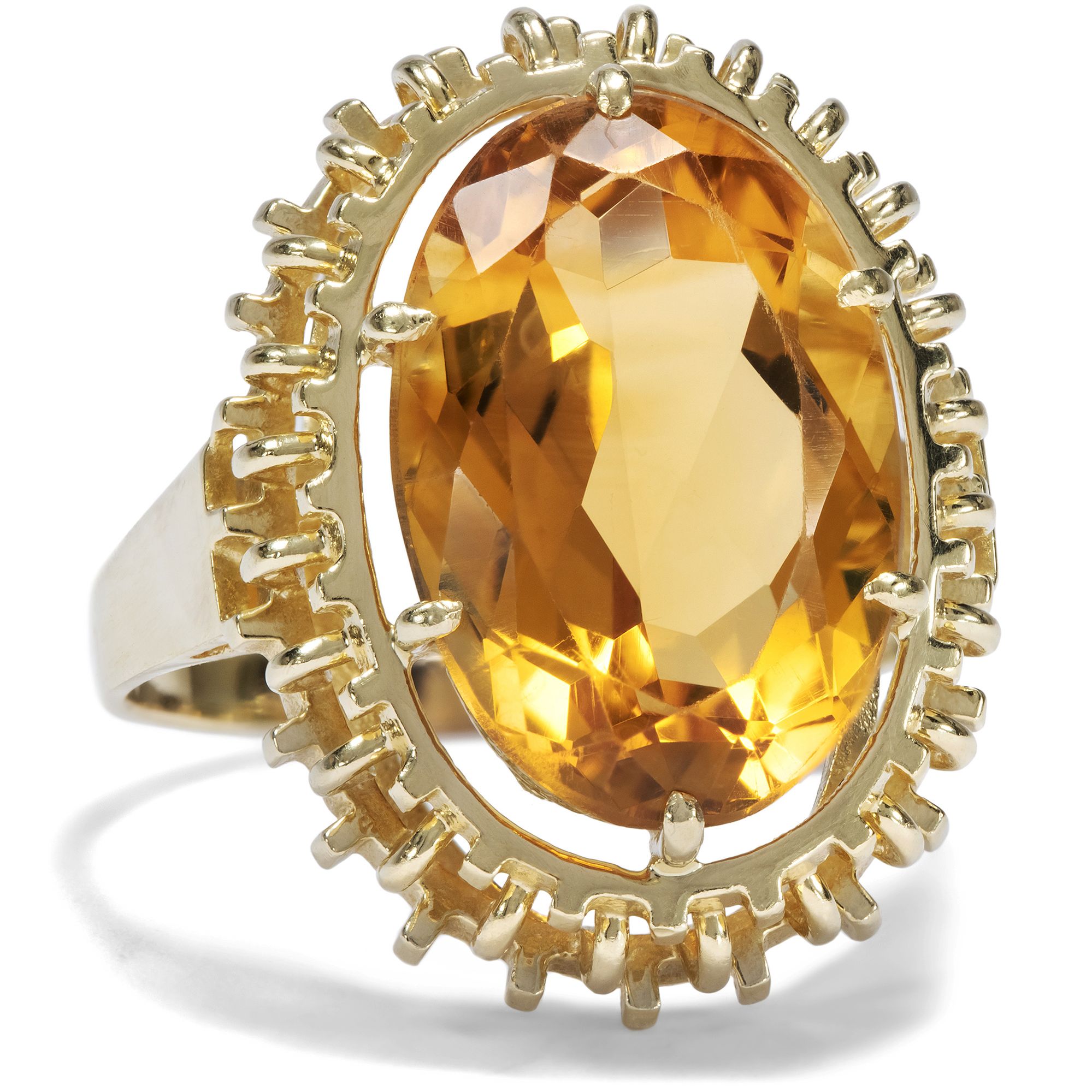 Vintage Cocktail Gold Ring with Citrine, 1970S