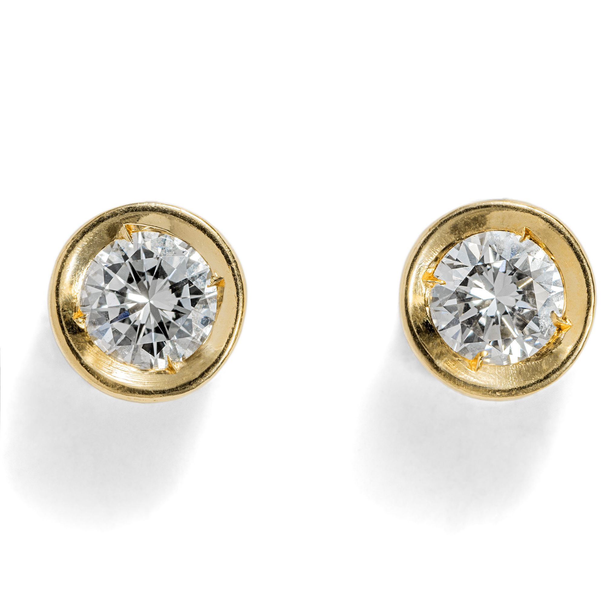 Vintage Stud Earrings with 0.44 ct Diamonds in Yellow Gold, c. 1980