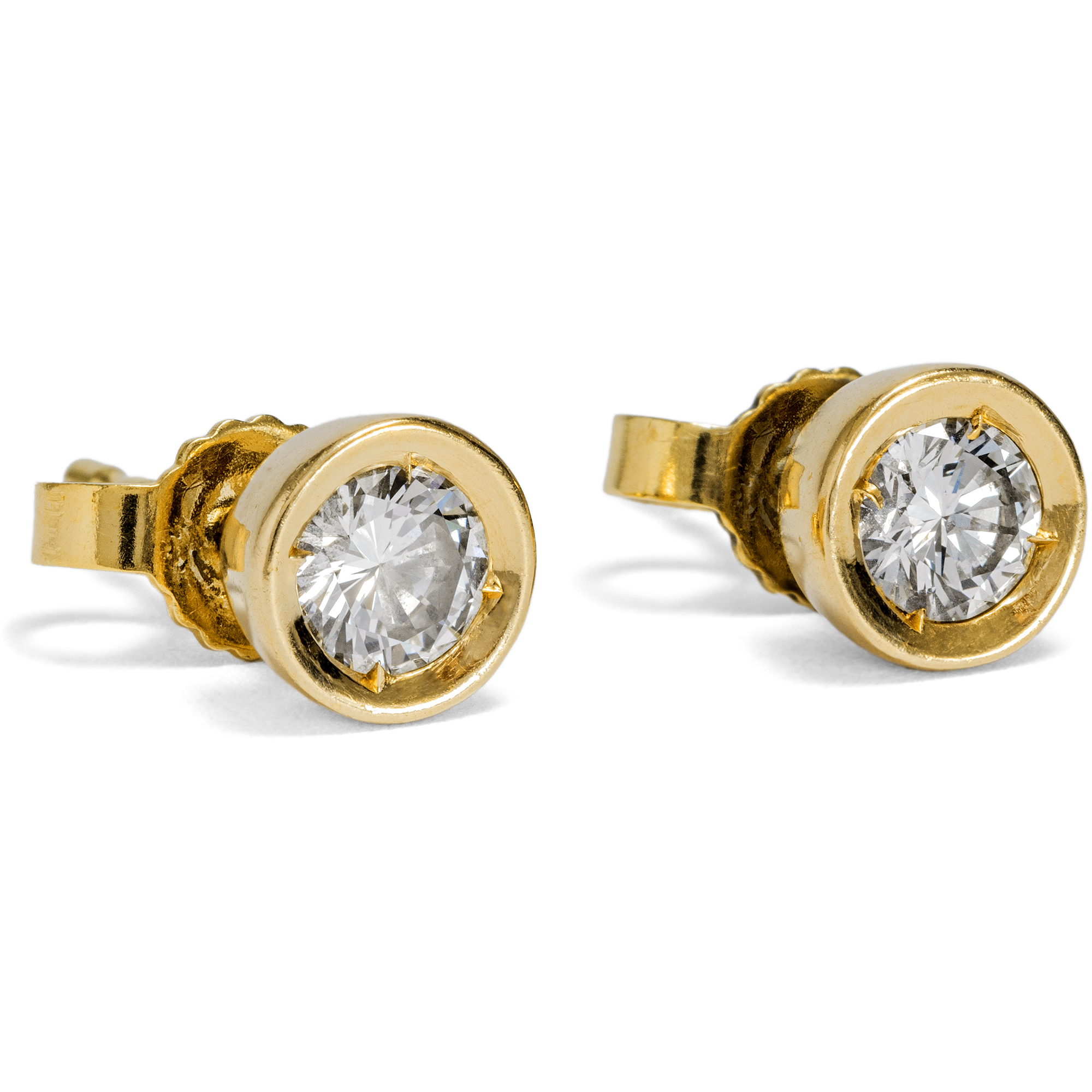 Vintage Stud Earrings with 0.44 ct Diamonds in Yellow Gold, c. 1980