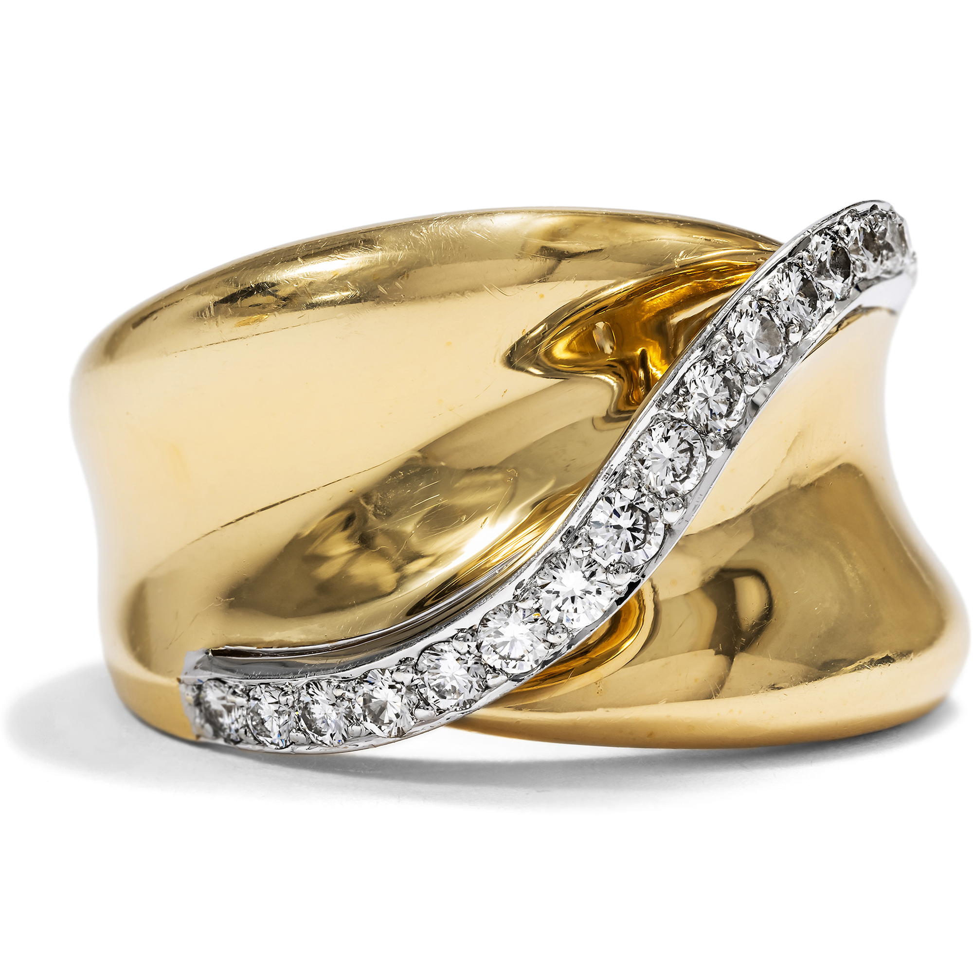 Extravaganter vintage Ring mit Diamanten in Gold von Hans Paul Buchwald, um 1995