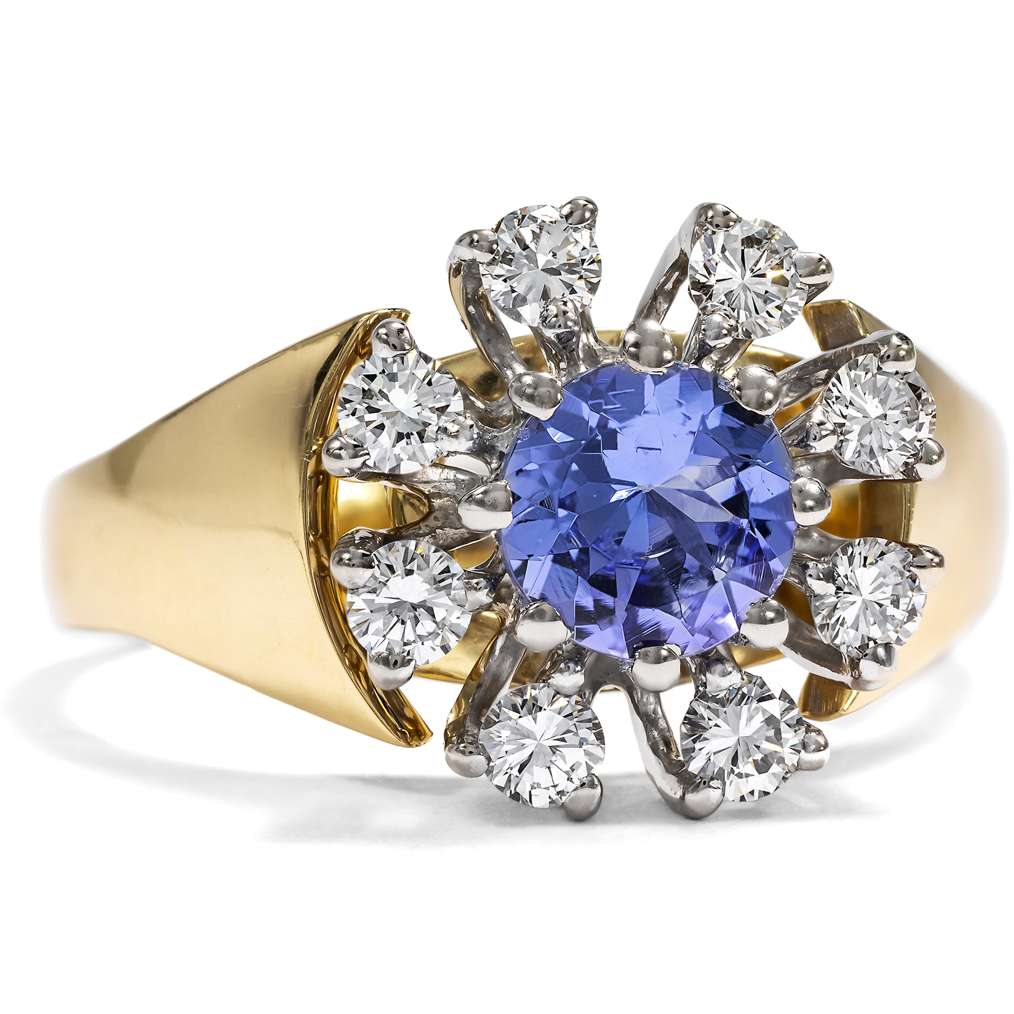 Vintage Gold Ring with Tanzanite & Diamonds, c. 1980