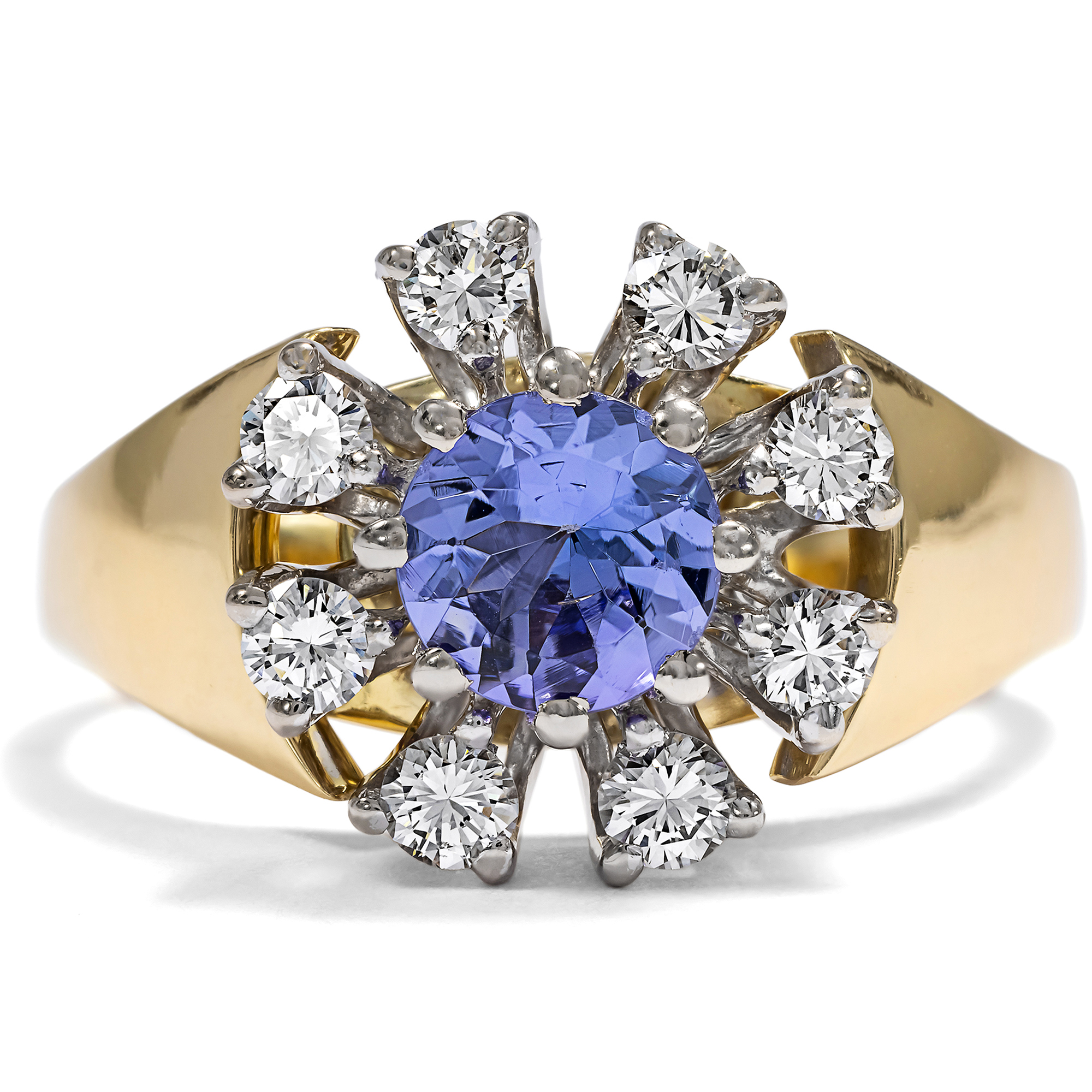 Vintage Gold Ring with Tanzanite & Diamonds, c. 1980