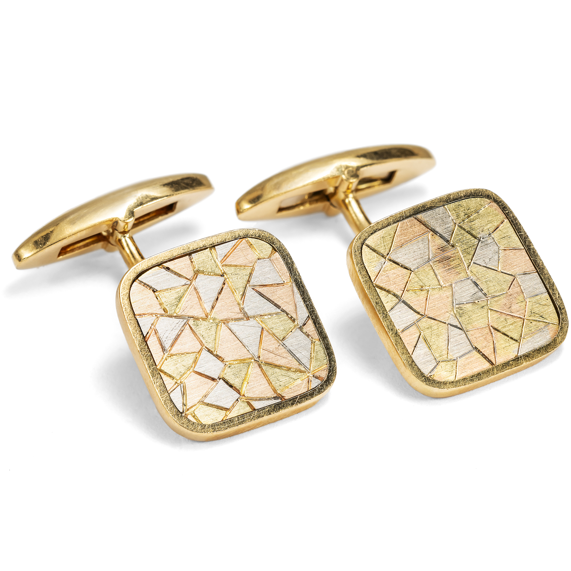 Vintage Tri-Colour Gold Cufflinks, Carlo Weingrill, Verona, c. 1960