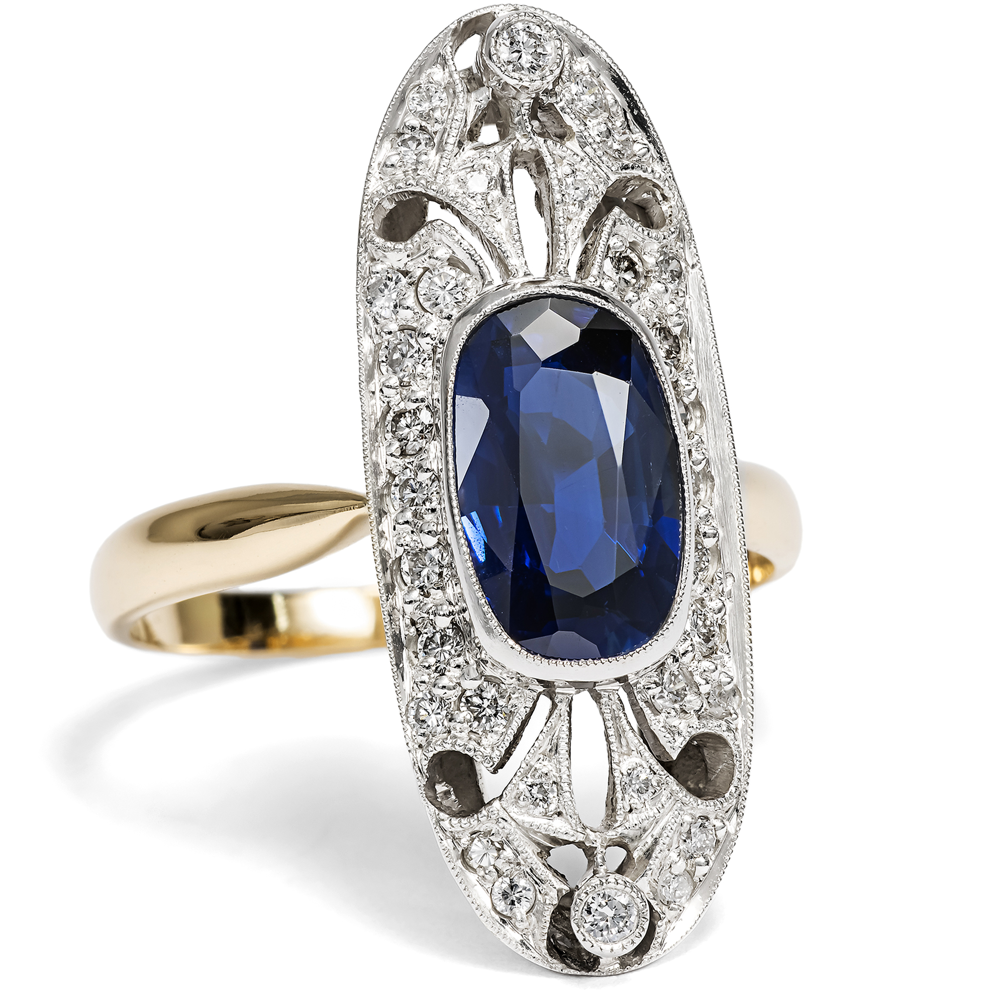 Antiker Ring mit Saphir & Diamanten, um 1905 & später Antiker Ring mit Saphir & Diamanten, um 1905 & später