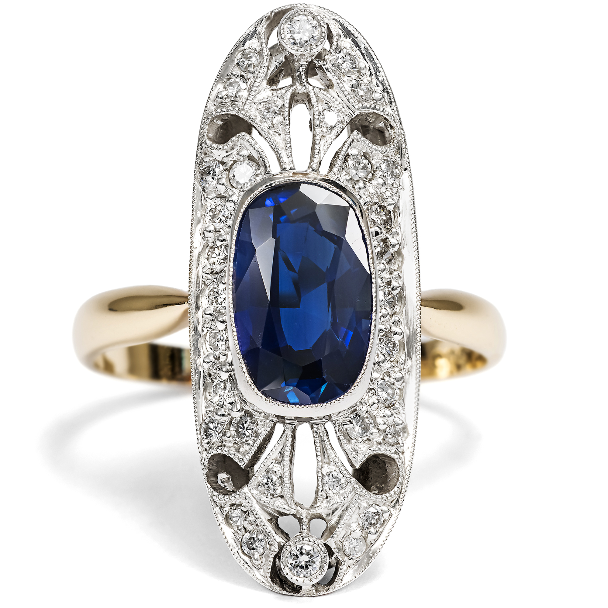 Antiker Ring mit Saphir & Diamanten, um 1905 & später Antiker Ring mit Saphir & Diamanten, um 1905 & später
