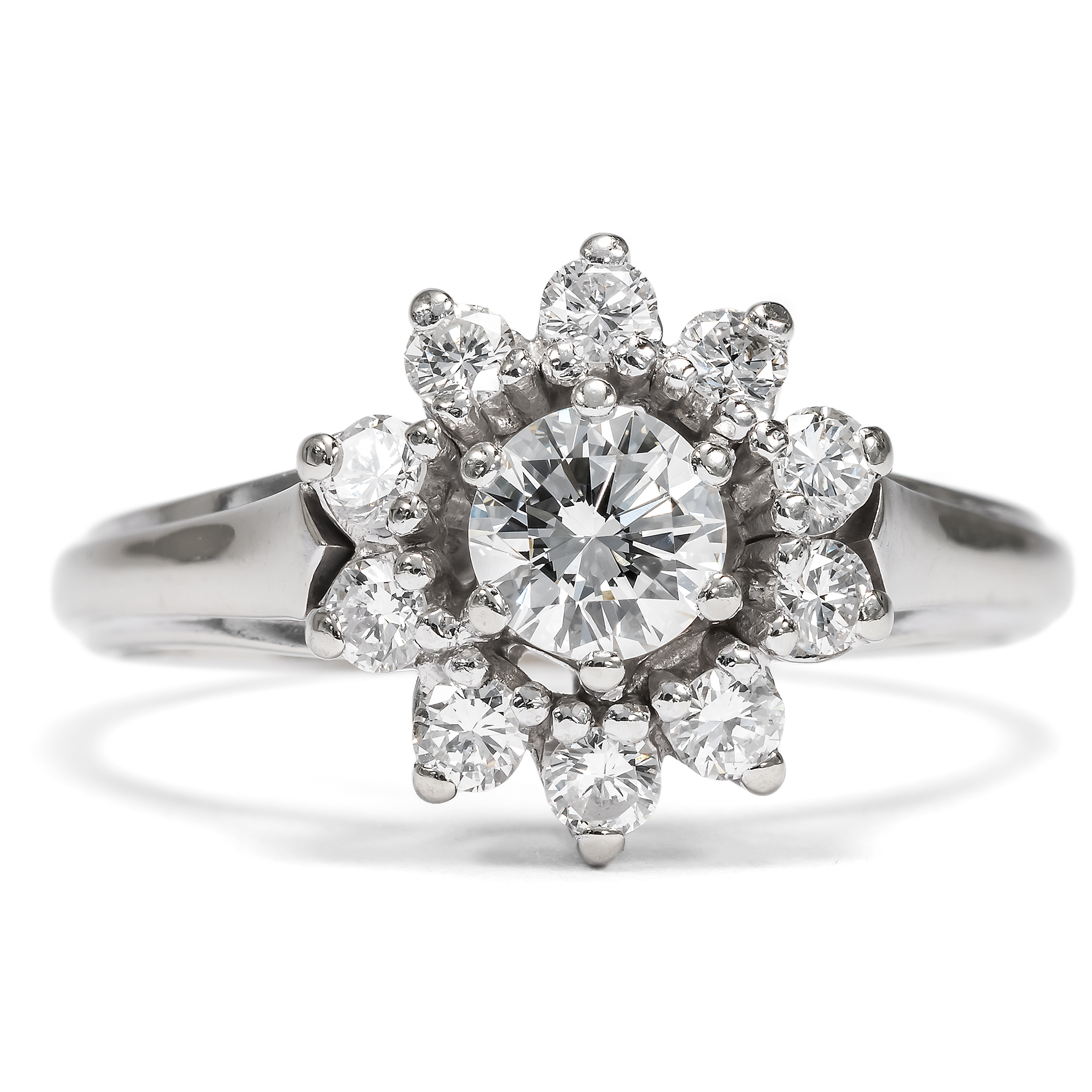 Vintage White Gold Ring with 0.95 ct Diamonds, c. 1970