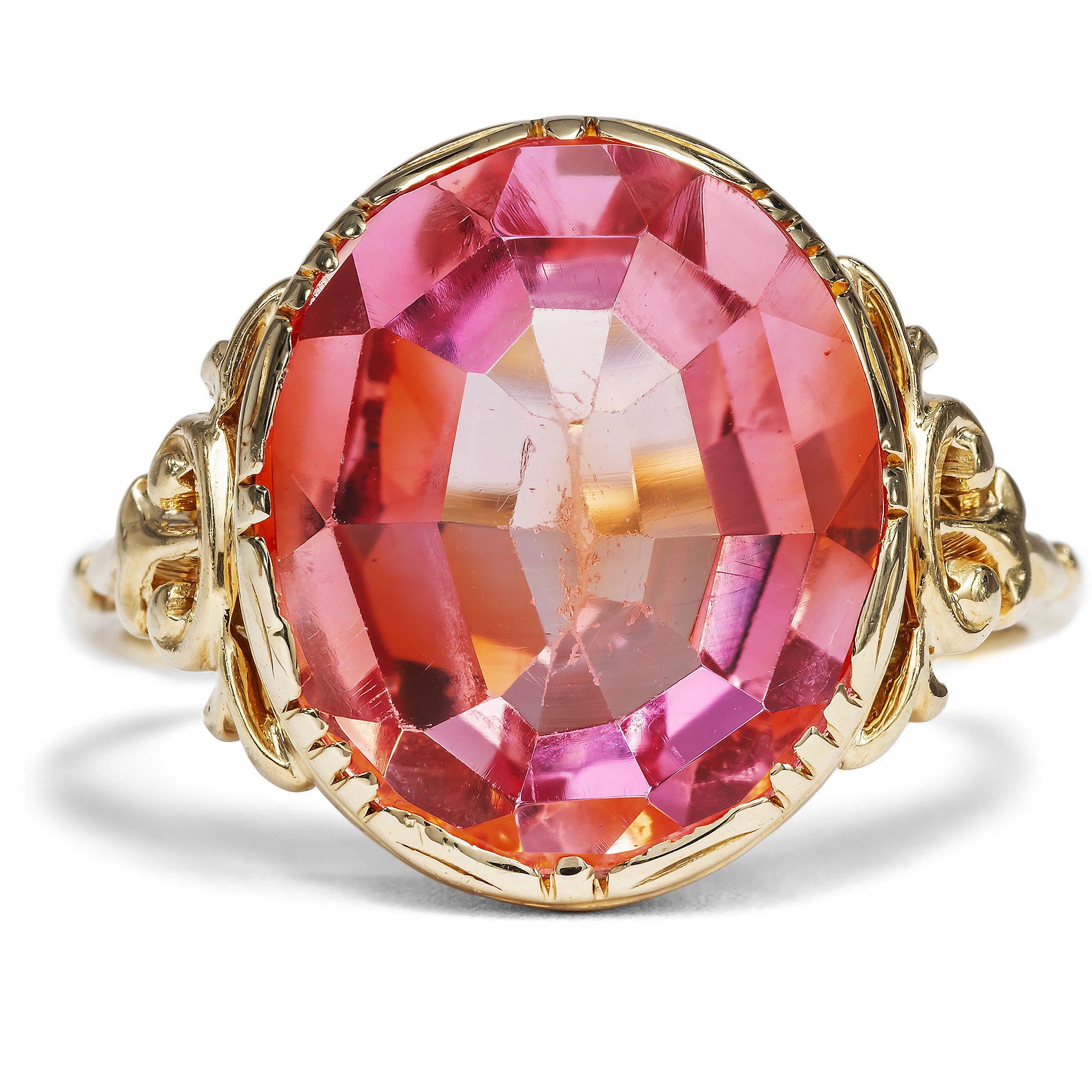 Antique Gold Ring With Synthetic Sapphire In Gold, Germany Around 1930 Antique Gold Ring With Synthetic Sapphire In Gold, Germany Around 1930