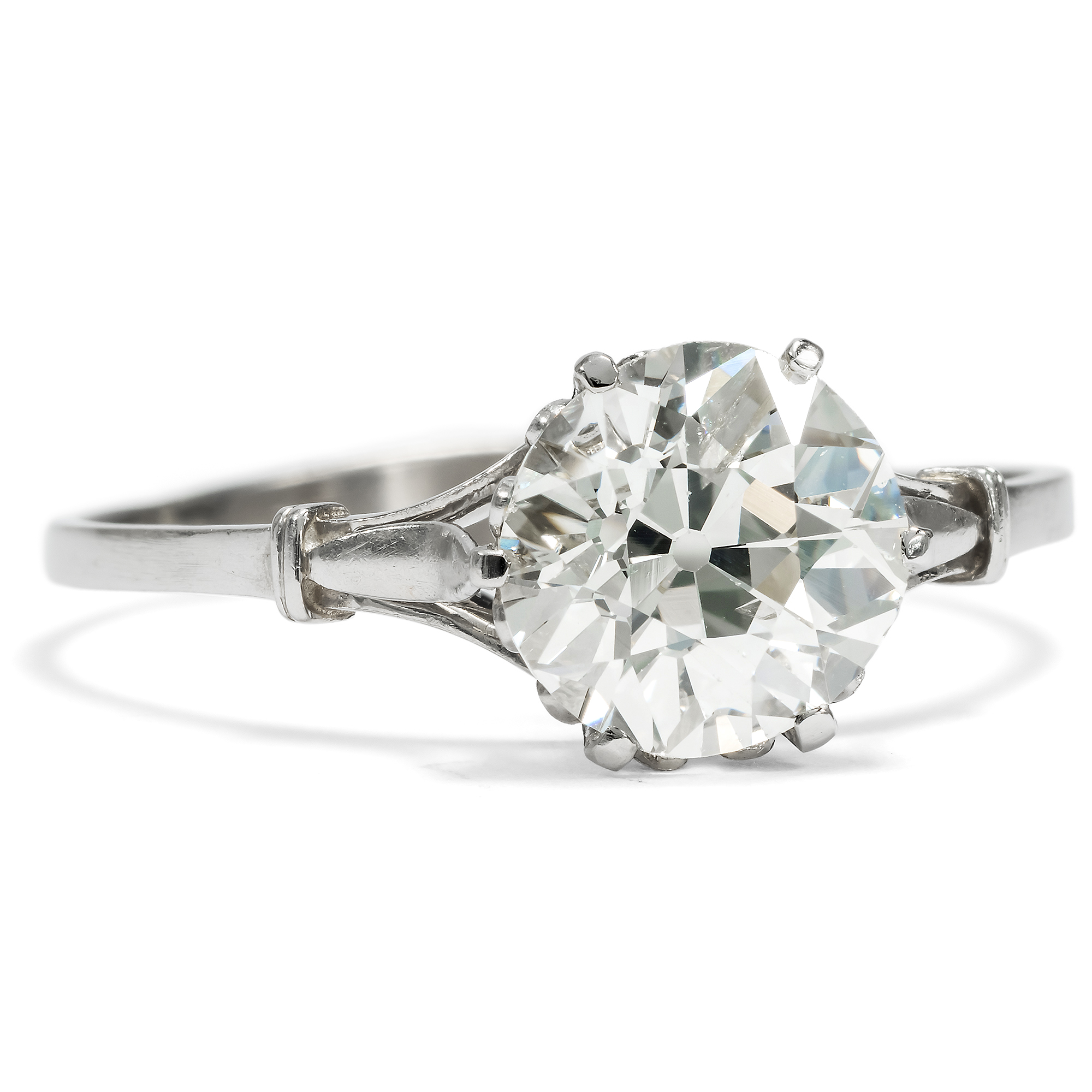 Antique 2.44 ct Old European Cut Diamond Solitaire Ring in Platinum, c. 1910