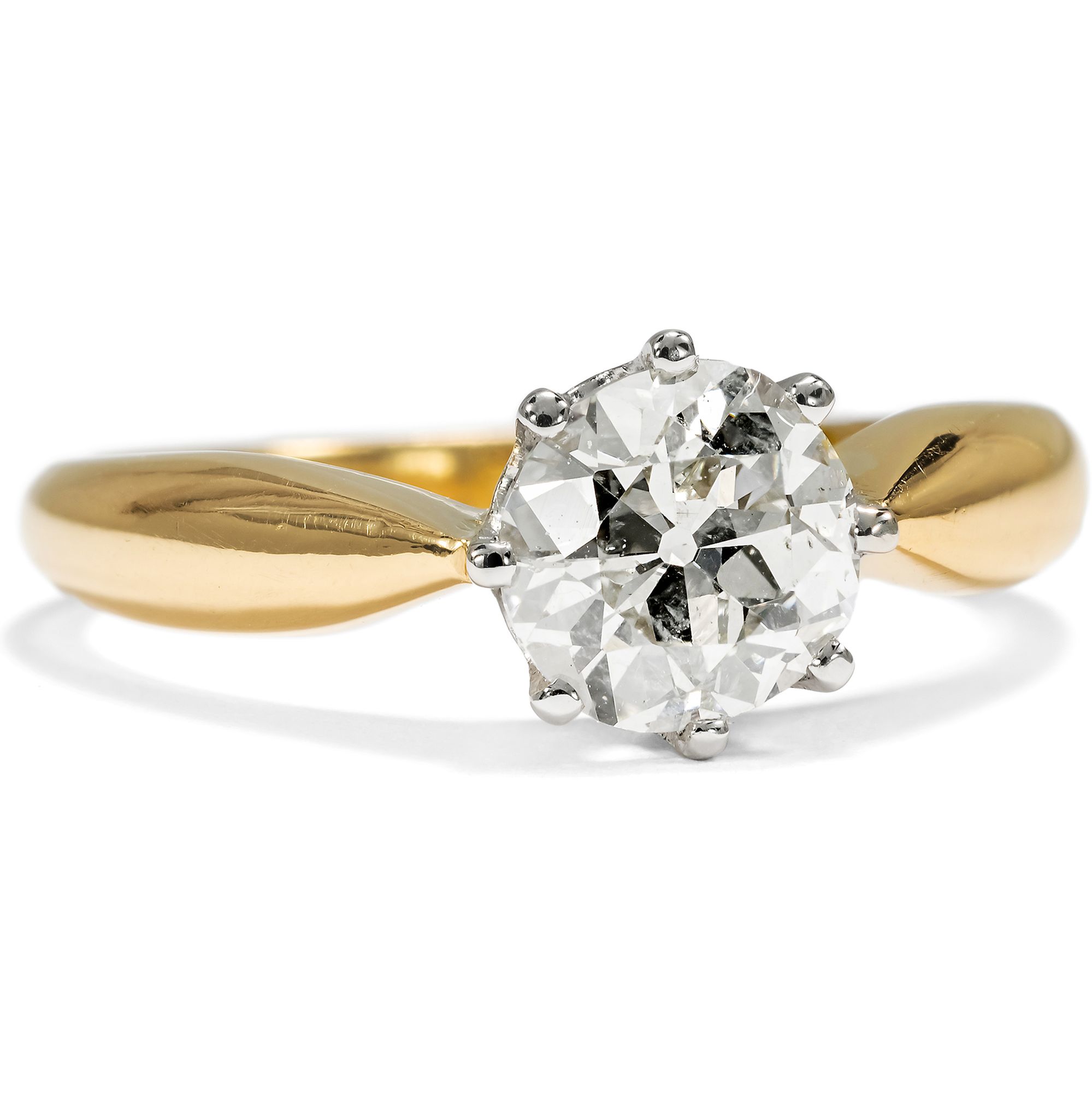 Timeless Antique 1.42 ct Solitaire Ring in Gold and Platinum, German, c. 1900