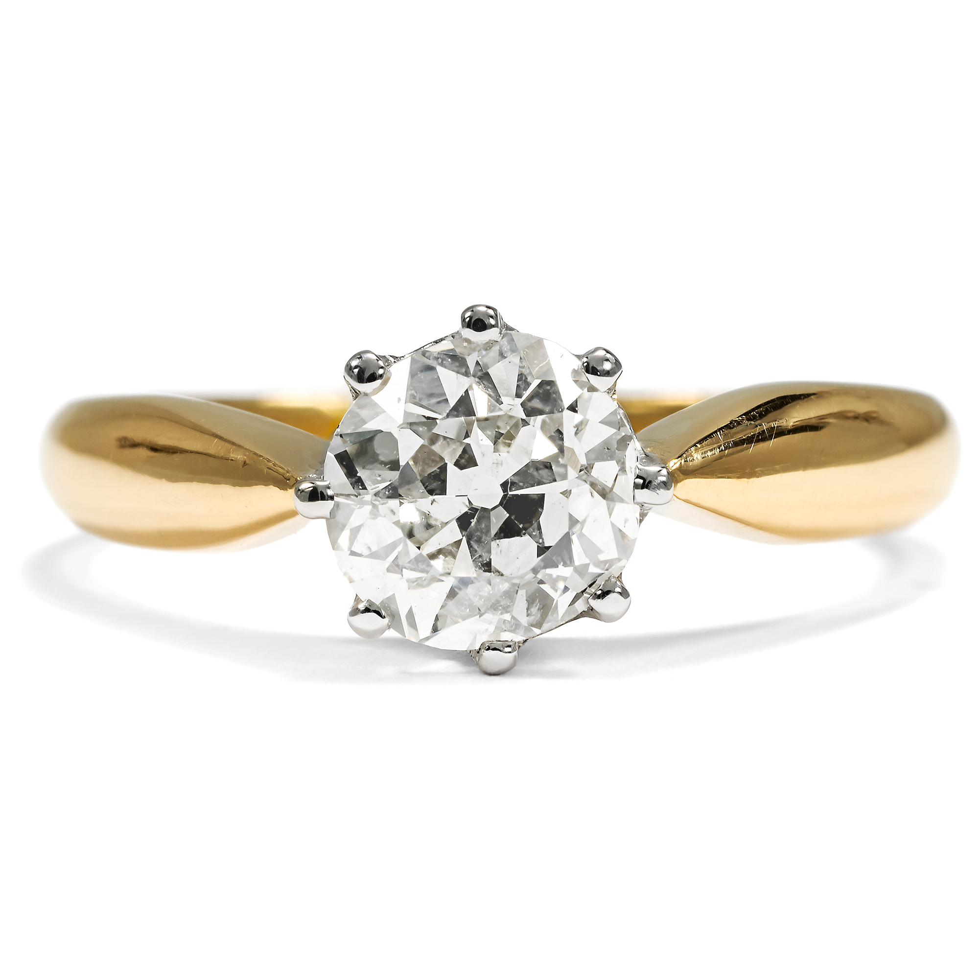 Timeless Antique 1.42 ct Solitaire Ring in Gold and Platinum, German, c. 1900