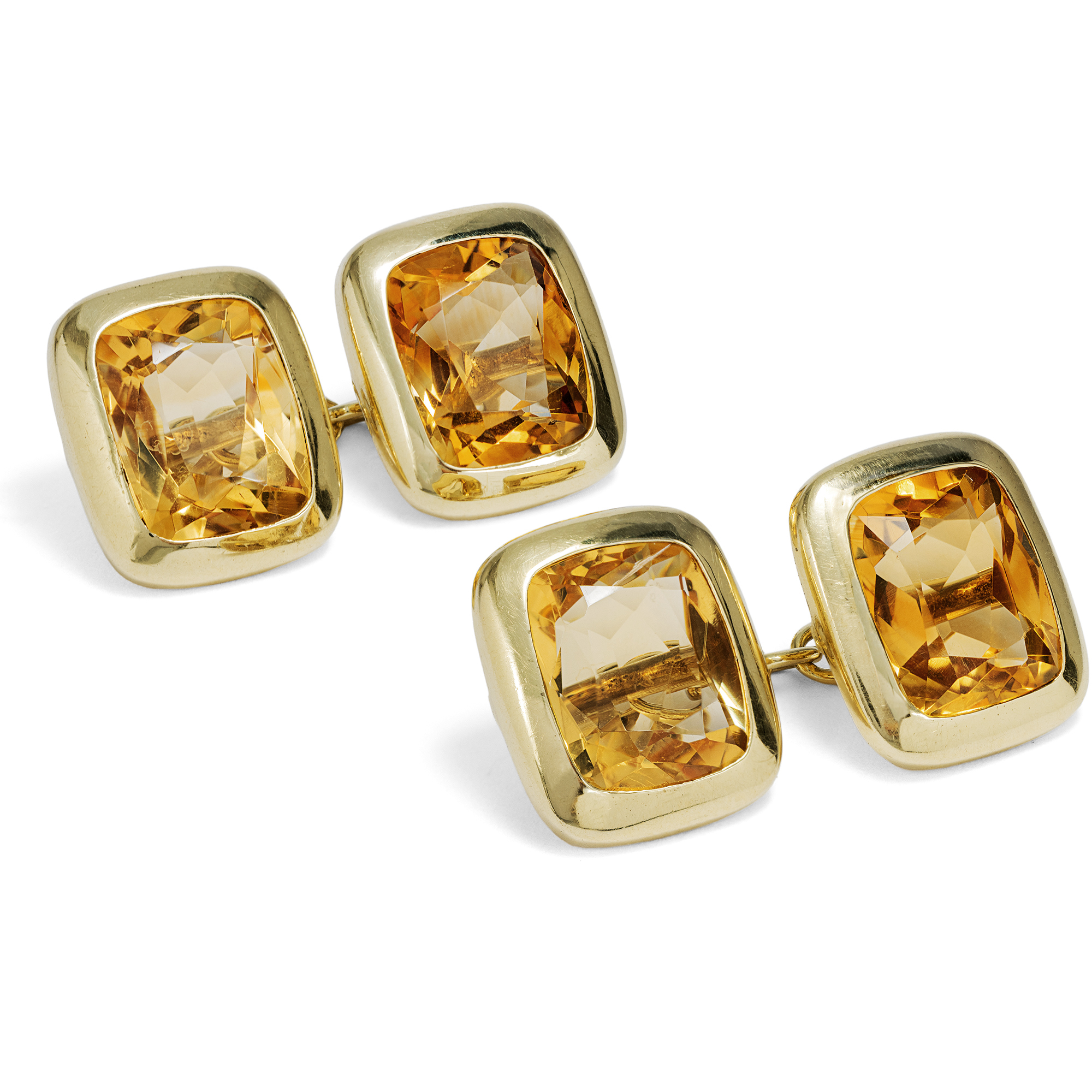 Vintage Citrine and Gold Cufflinks, c. 1950s