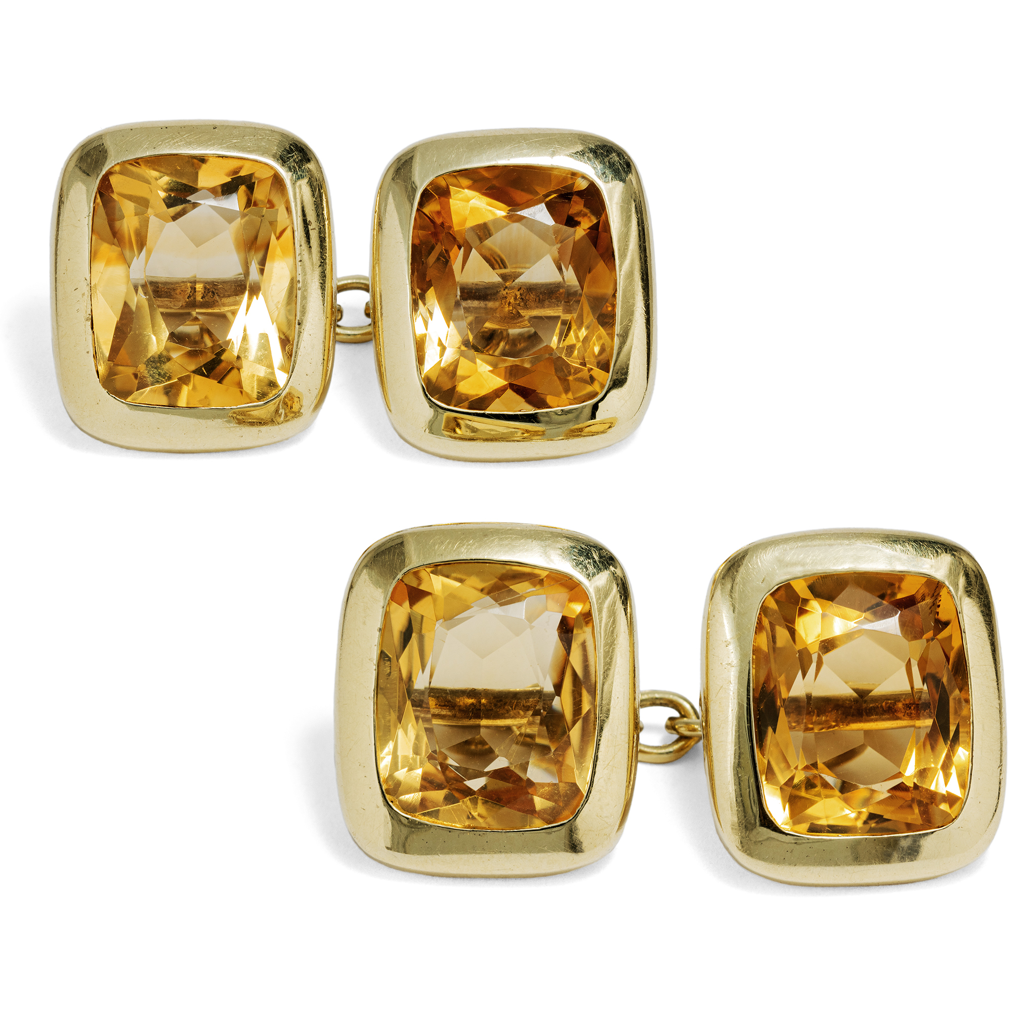 Vintage Citrine and Gold Cufflinks, c. 1950s