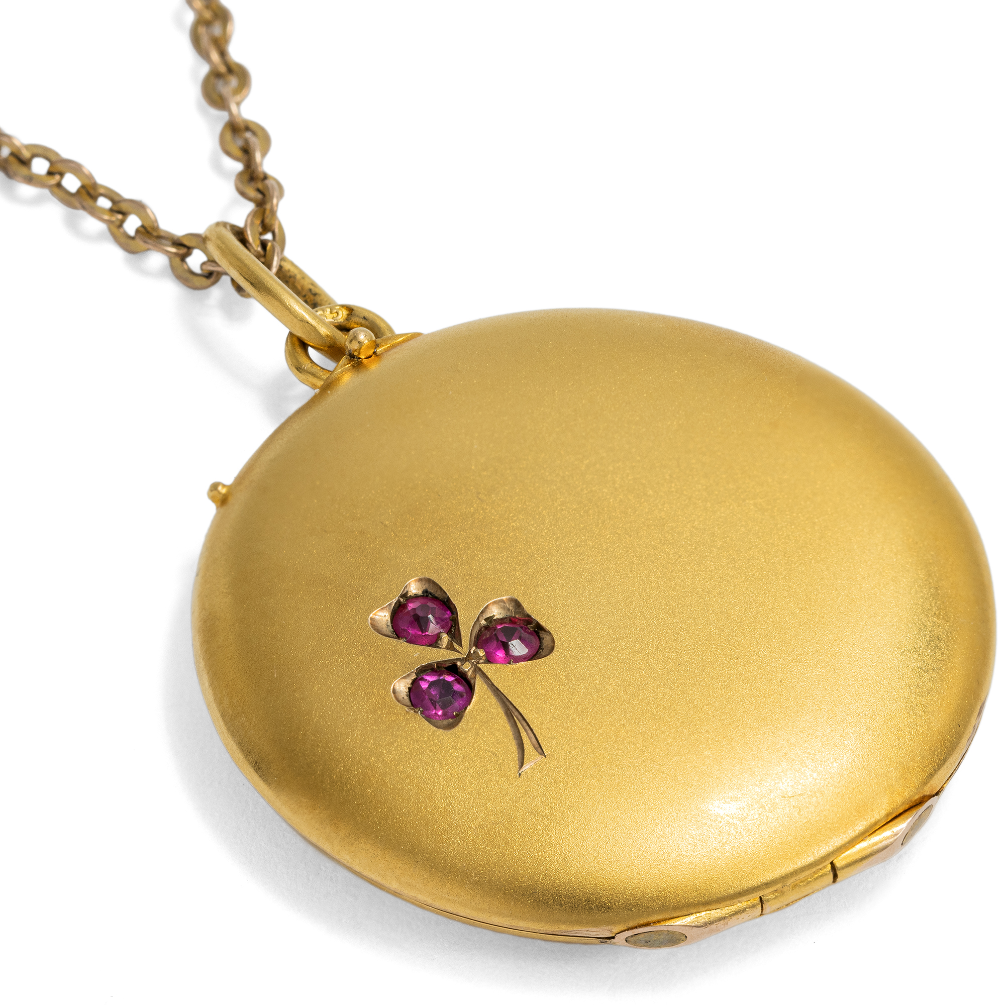 Antique Gold Locket with Synthetic Rubies, German, c. 1910