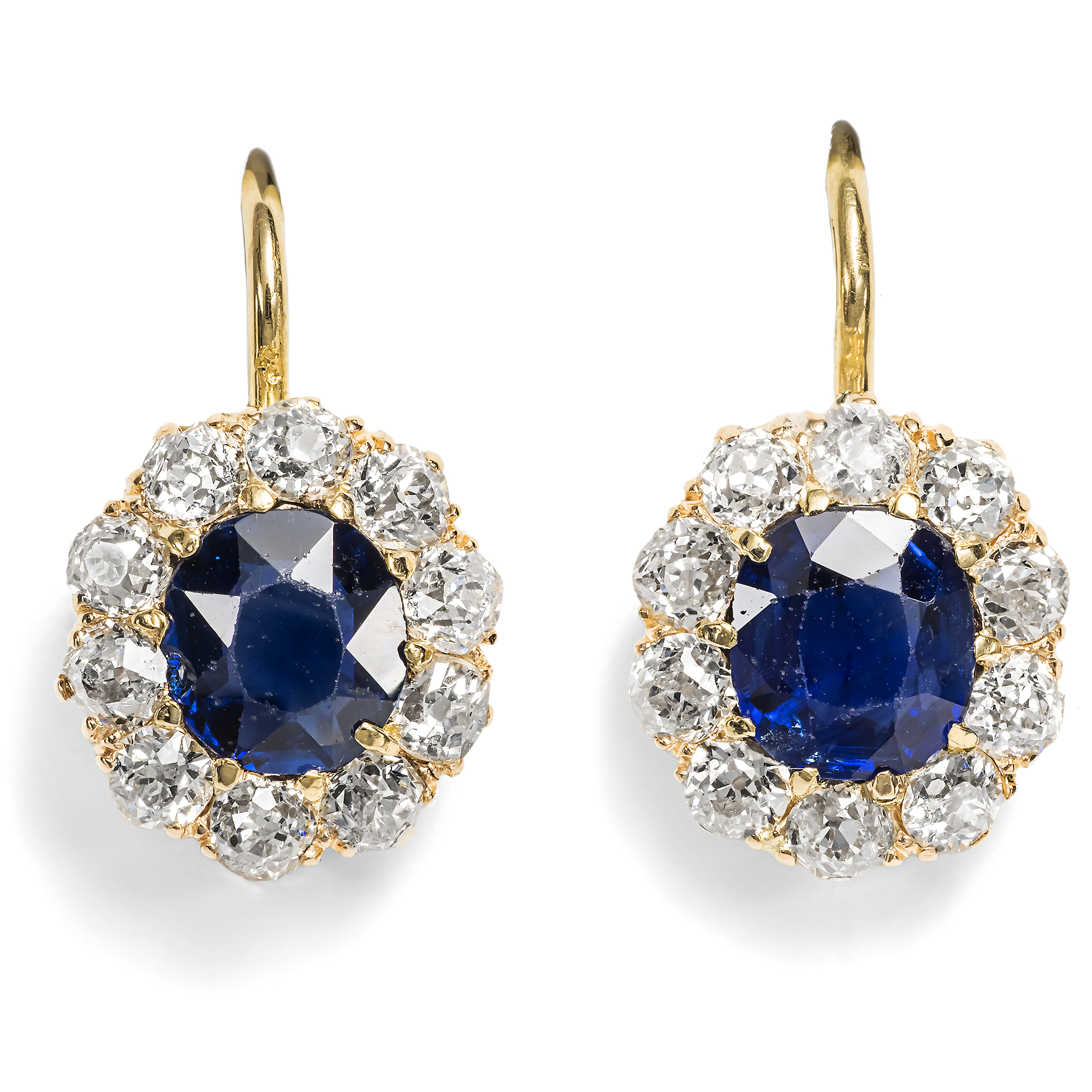 Wunderbare Ohrringe der Belle Époque mit Saphiren & Diamanten, um 1895 Wunderbare Ohrringe der Belle Époque mit Saphiren & Diamanten, um 1895