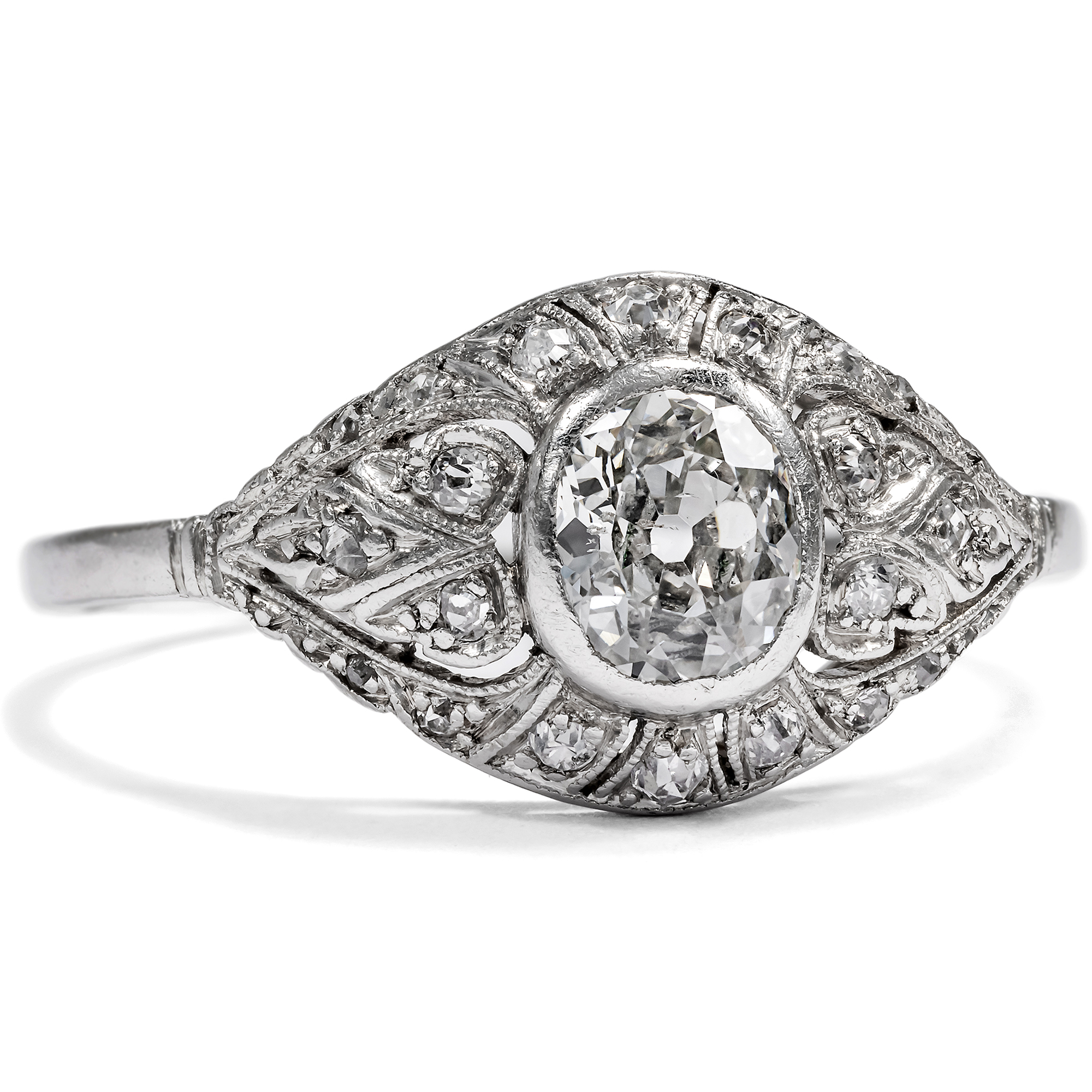 Wonderful Antique Art Deco Platinum Diamond Ring, Vienna c. 1930