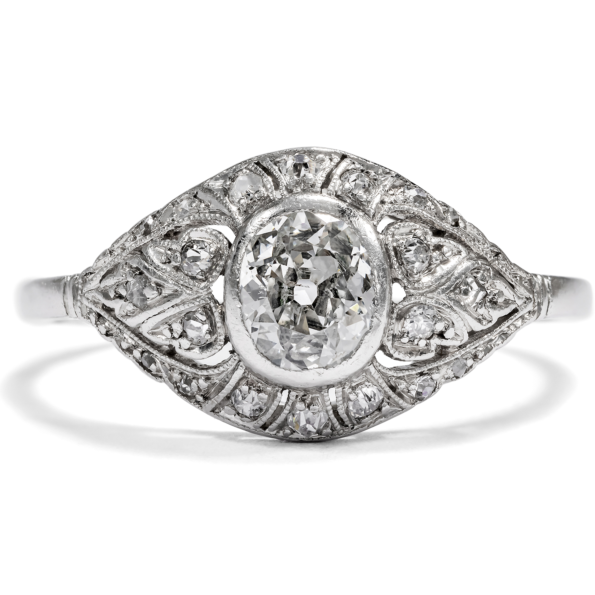 Wonderful Antique Art Deco Platinum Diamond Ring, Vienna c. 1930