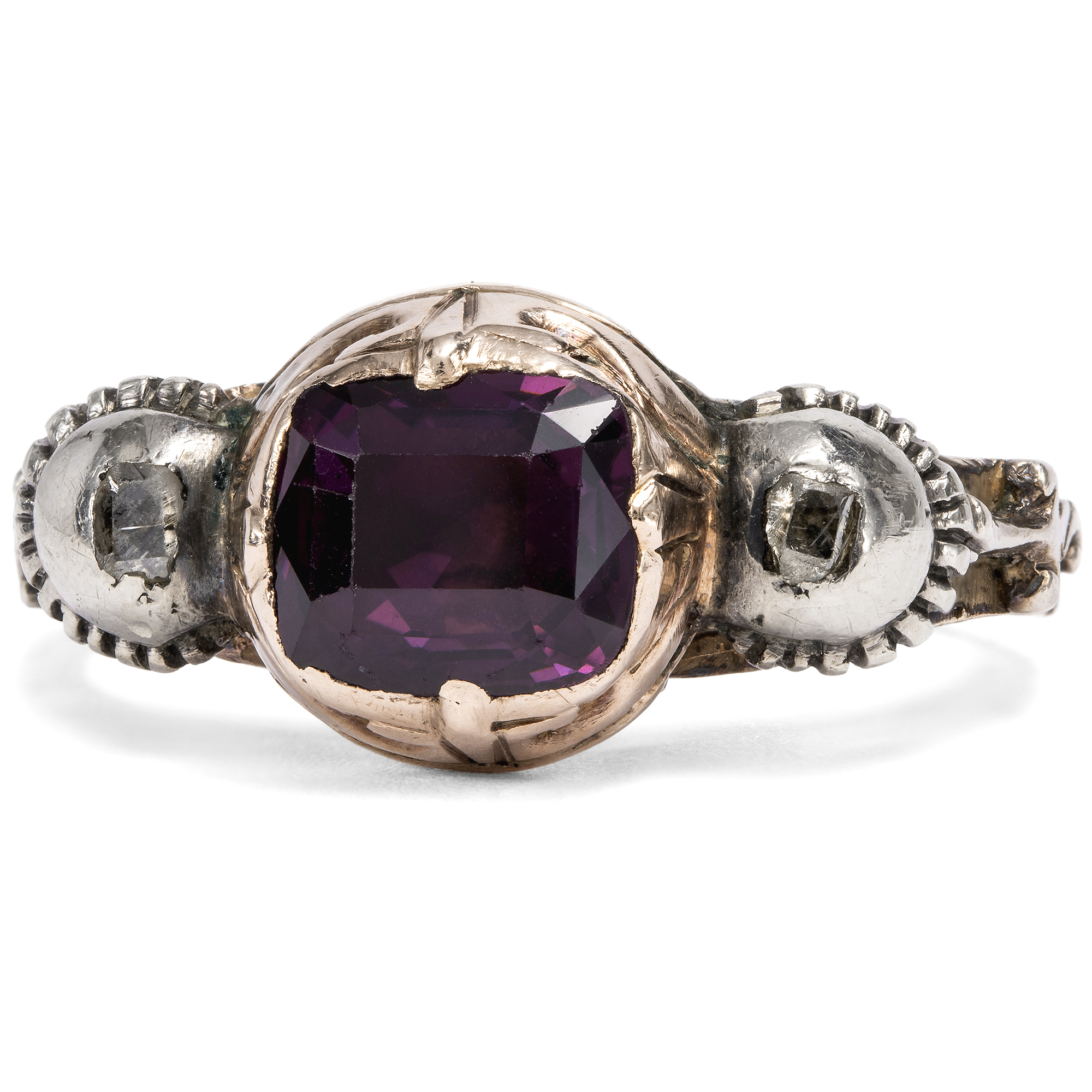 Seltener antiker Ring mit Amethyst & Diamanten, spätes 18. Jahrhundert Seltener antiker Ring mit Amethyst & Diamanten, spätes 18. Jahrhundert