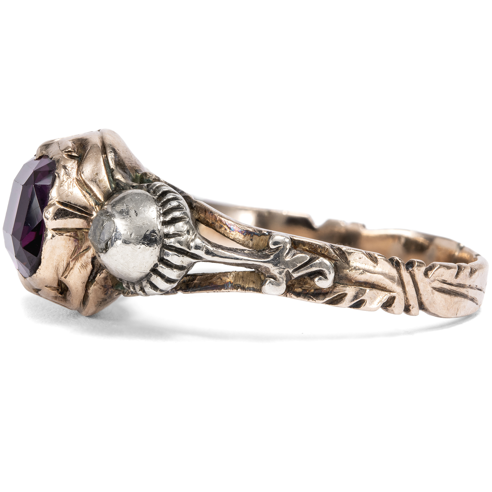 Seltener antiker Ring mit Amethyst & Diamanten, spätes 18. Jahrhundert Seltener antiker Ring mit Amethyst & Diamanten, spätes 18. Jahrhundert