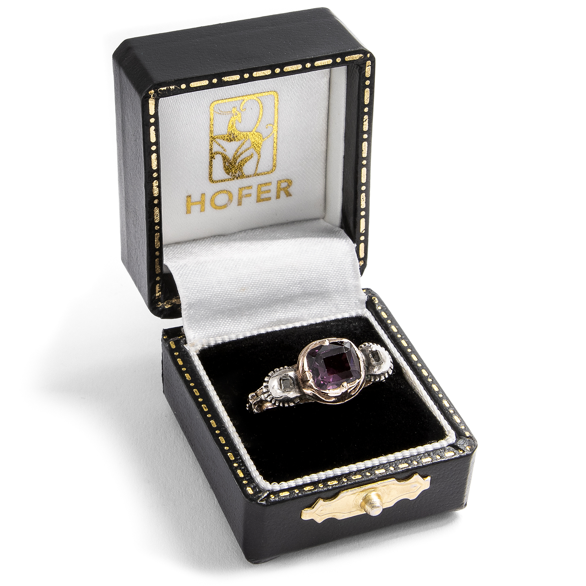 Seltener antiker Ring mit Amethyst & Diamanten, spätes 18. Jahrhundert Seltener antiker Ring mit Amethyst & Diamanten, spätes 18. Jahrhundert