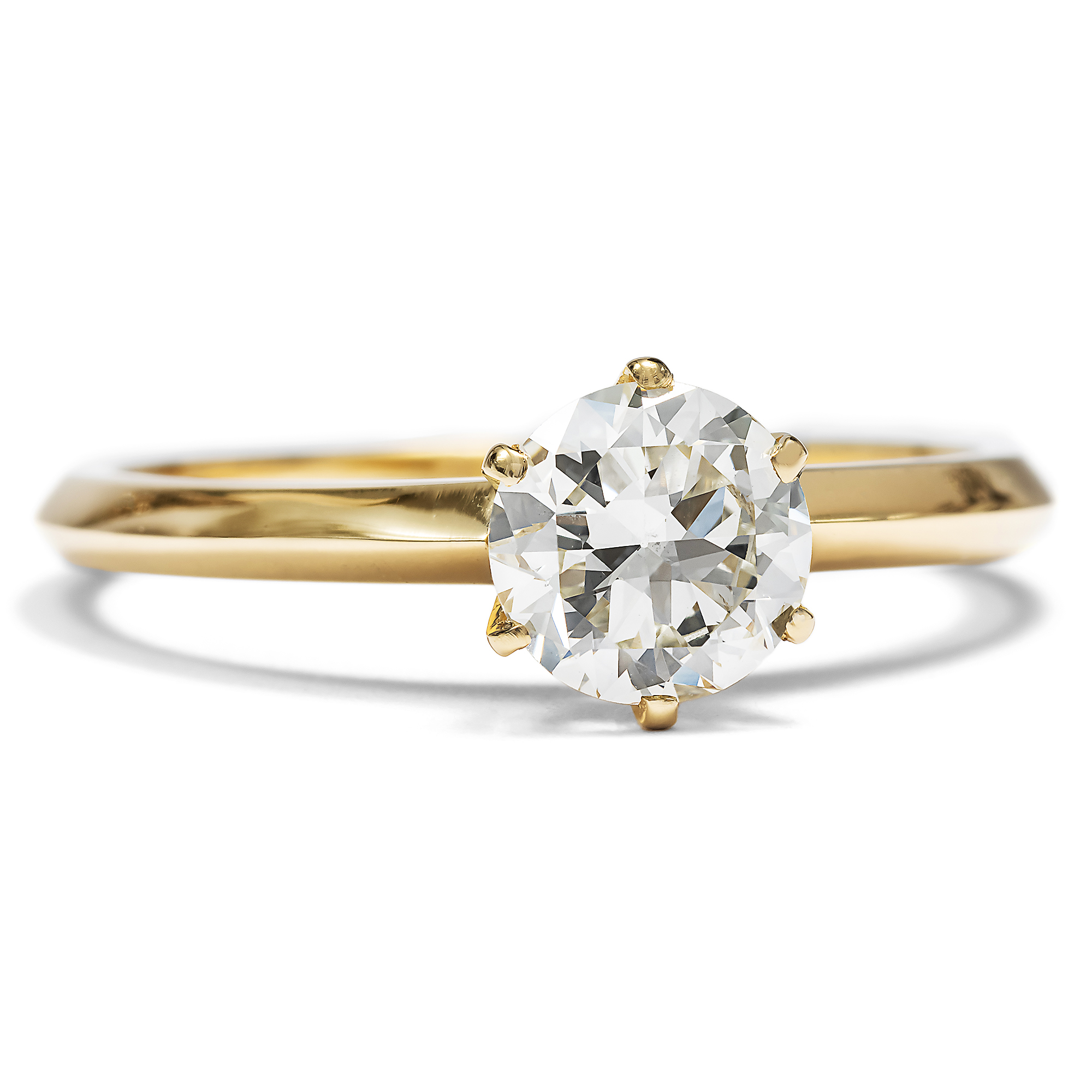 Klassischer Diamantring mit 0,85 ct (M/vvs2) Brillant in Gold aus unserer Werkstatt