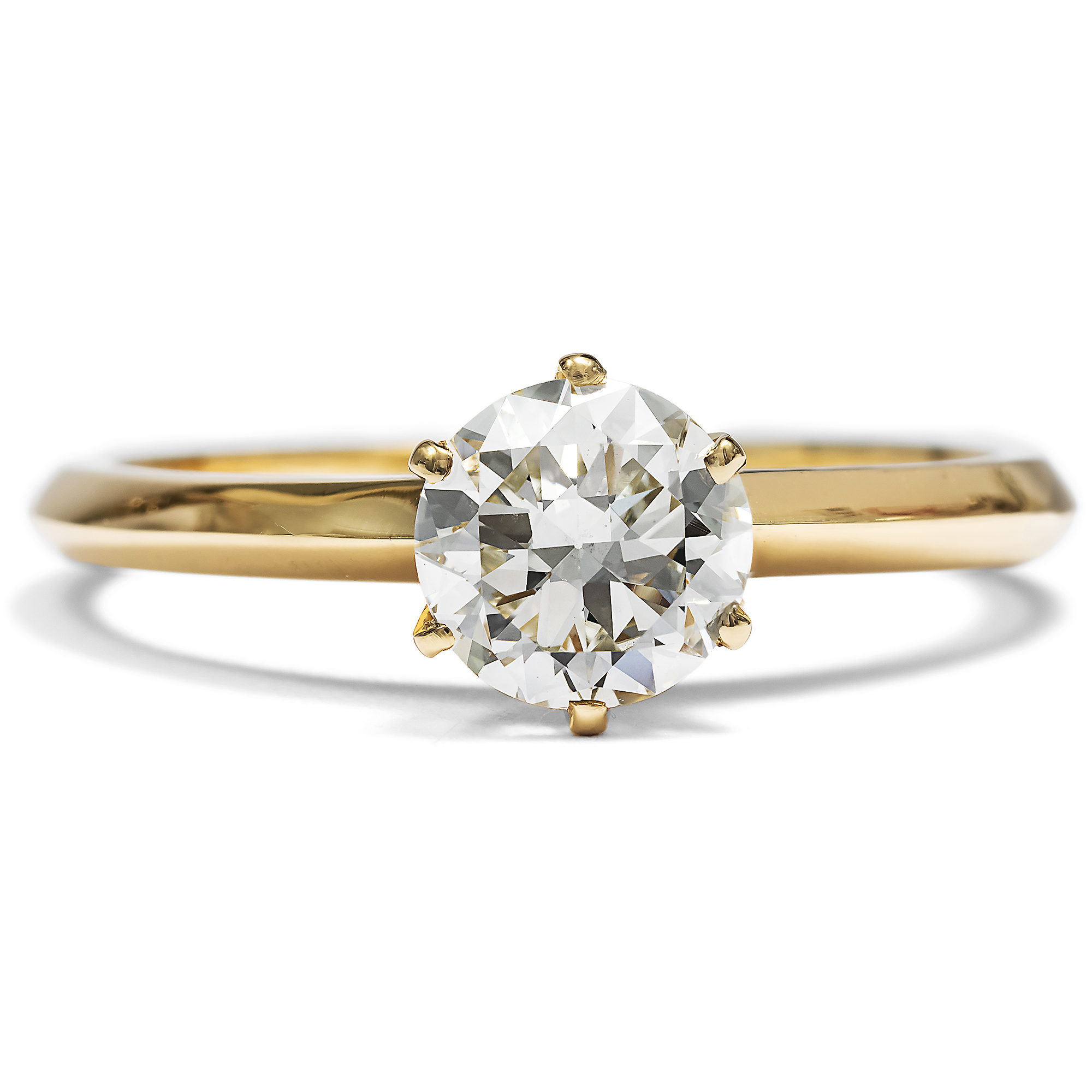 Klassischer Diamantring mit 0,85 ct (M/vvs2) Brillant in Gold aus unserer Werkstatt