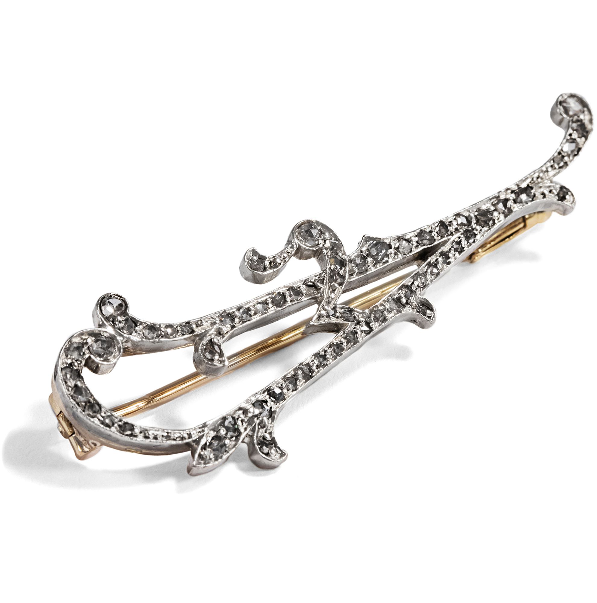 Unusual Brooch Made of Silver, Gold & Diamonds, Circa 1890