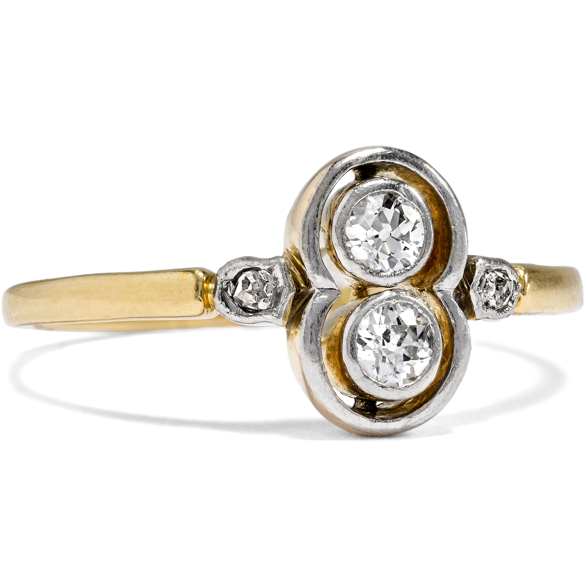 Antique "Toi-Et-Moi" Ring with Diamonds in Gold & Platinum, c. 1925