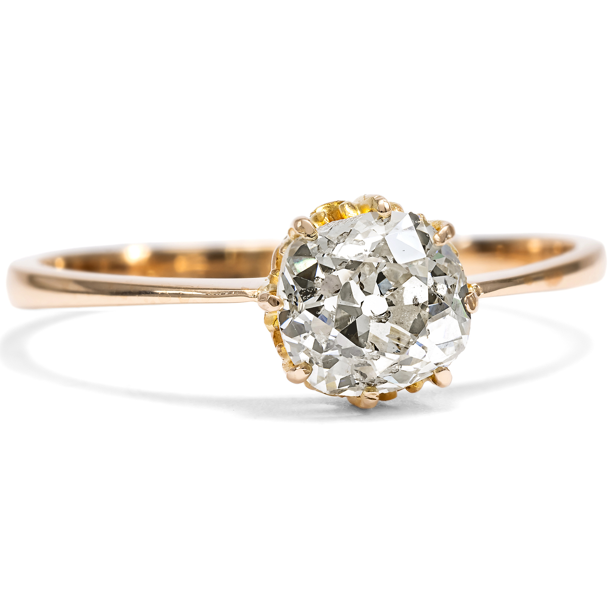 Antique Ring with 0.90 ct Old Mine Cut Diamond Solitaire, c. 1900 Antique Ring with 0.90 ct Old Mine Cut Diamond Solitaire, c. 1900