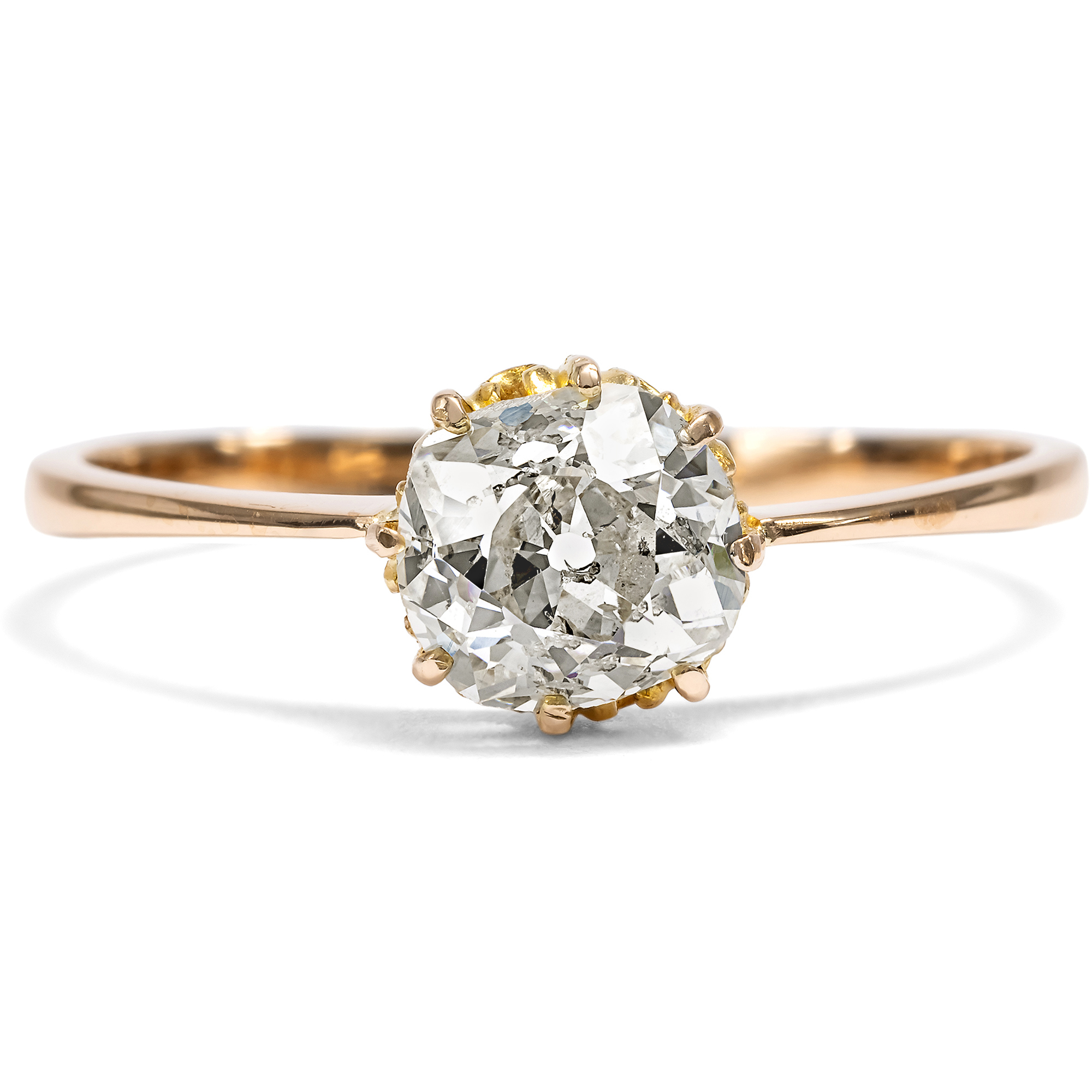 Antique Ring with 0.90 ct Old Mine Cut Diamond Solitaire, c. 1900 Antique Ring with 0.90 ct Old Mine Cut Diamond Solitaire, c. 1900
