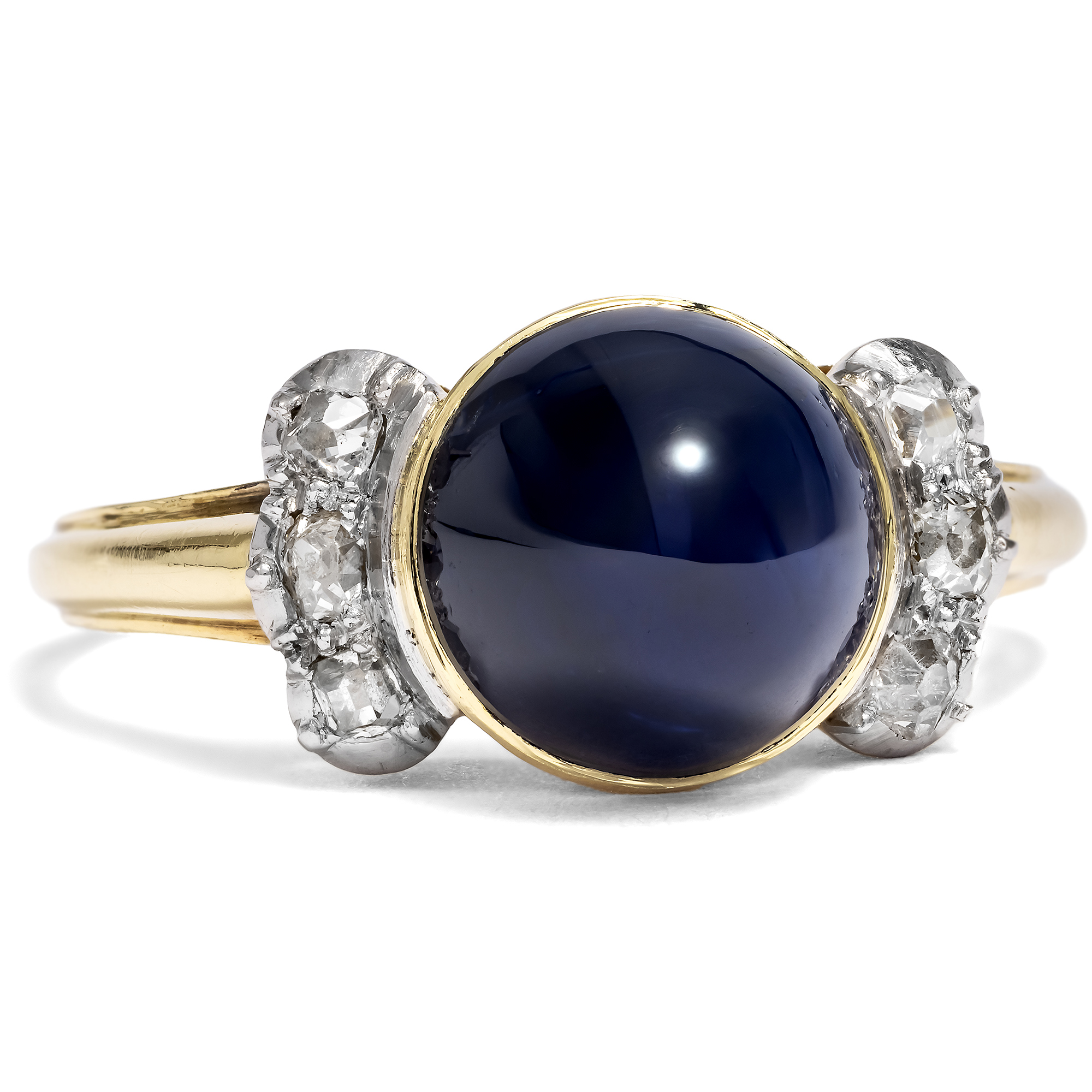 Luxurious "Retro Style" Ring With Sapphire & Diamonds, 1940s