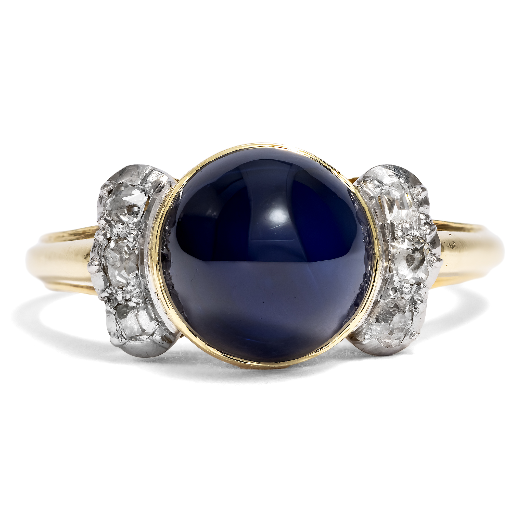 Luxurious "Retro Style" Ring With Sapphire & Diamonds, 1940s