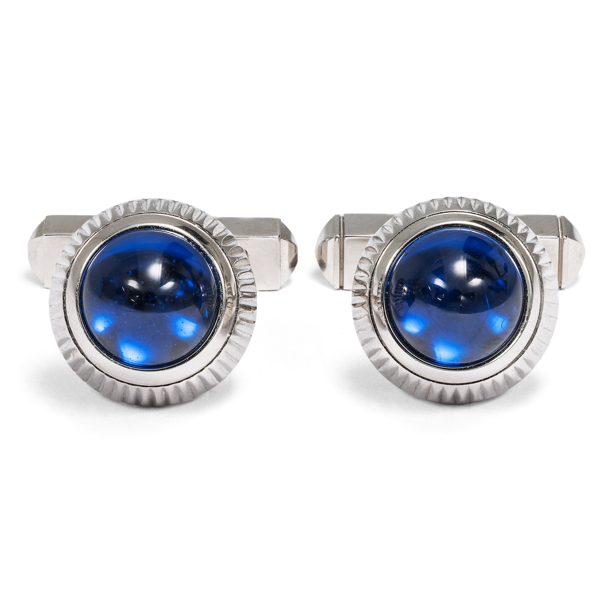 Timeless Silver and Blue Spinel Cufflinks, Cartier, c. 2010