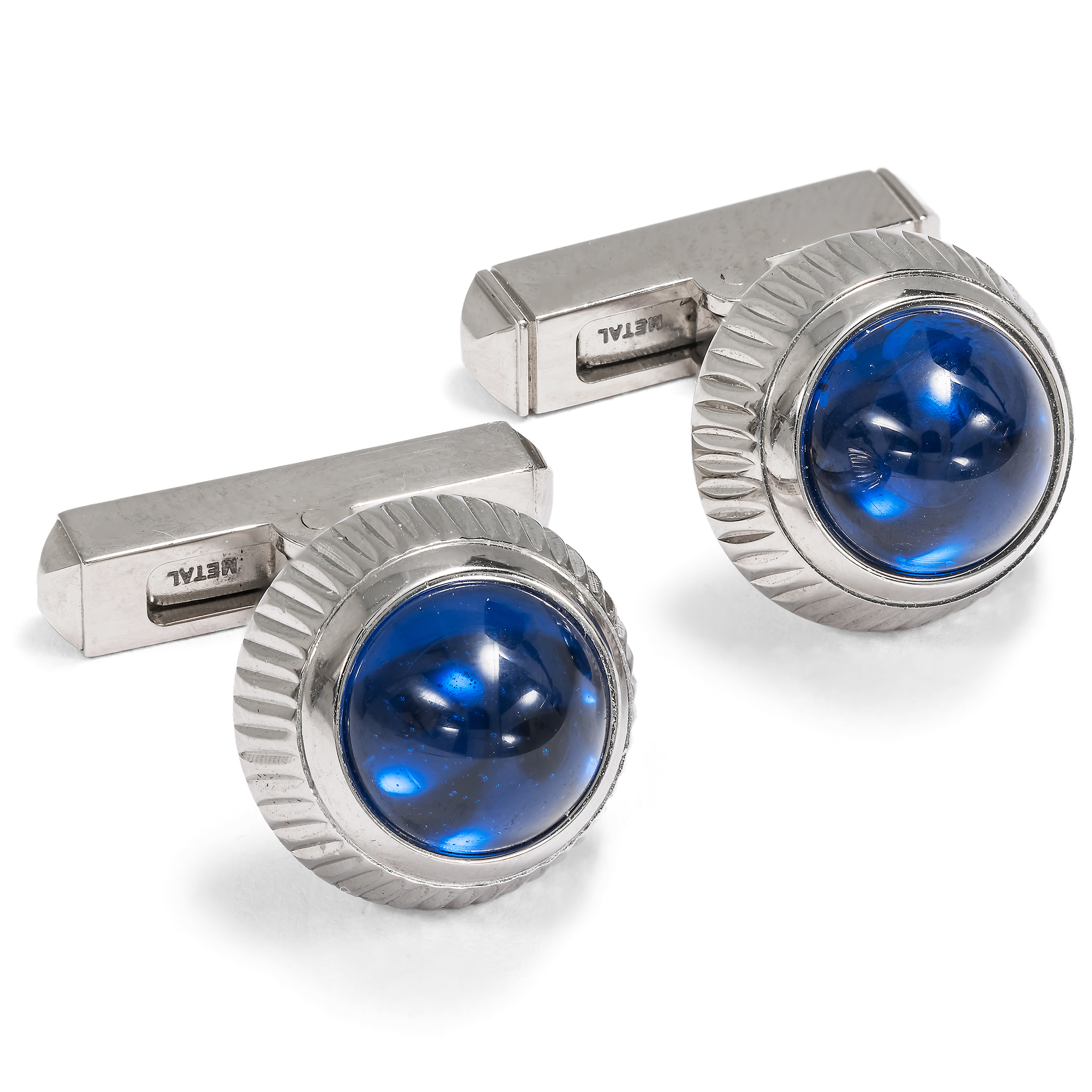 Timeless Silver and Blue Spinel Cufflinks, Cartier, c. 2010