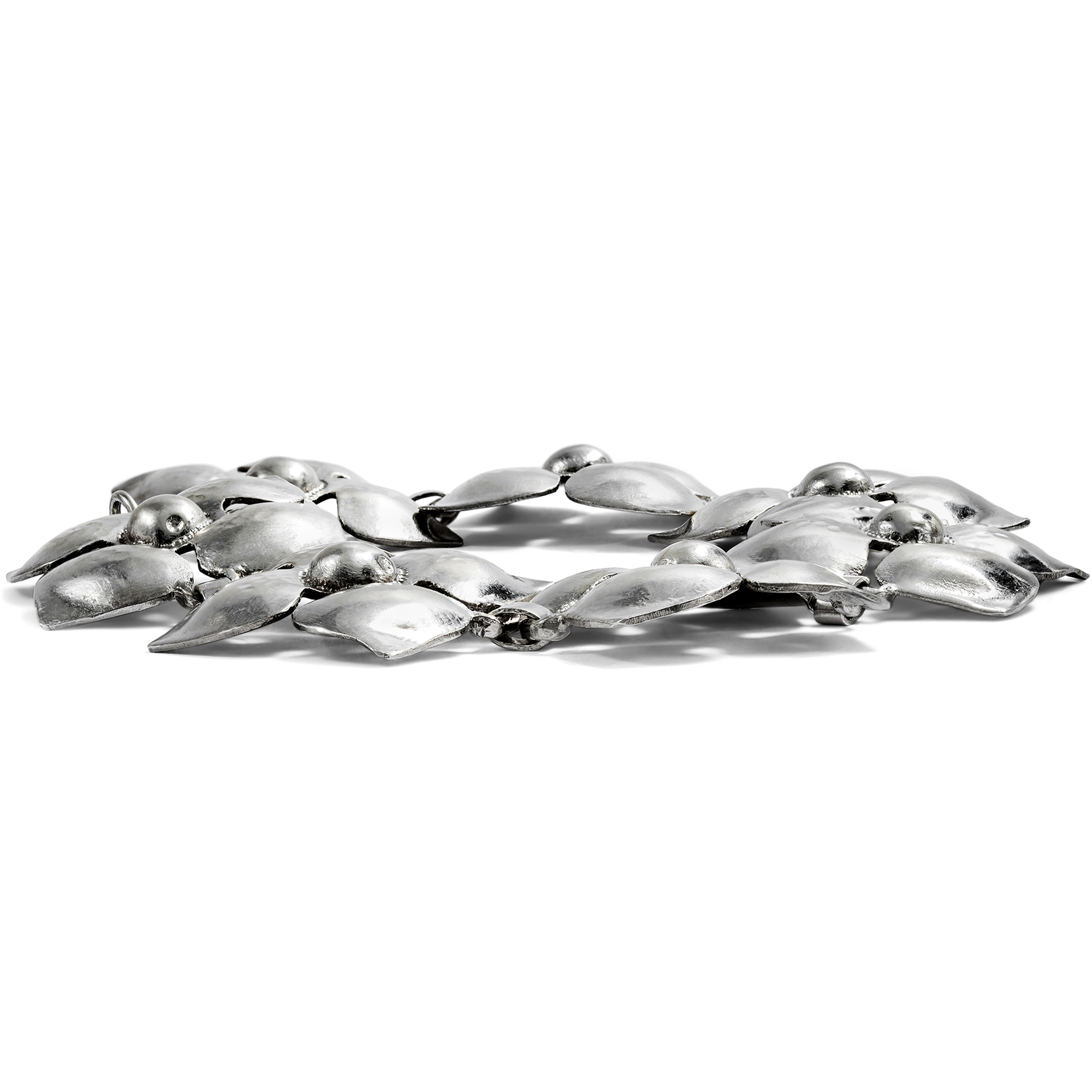 Hand-Wrought Silver Bracelet in Flower Shapes, Karl Karst, Circa 1940