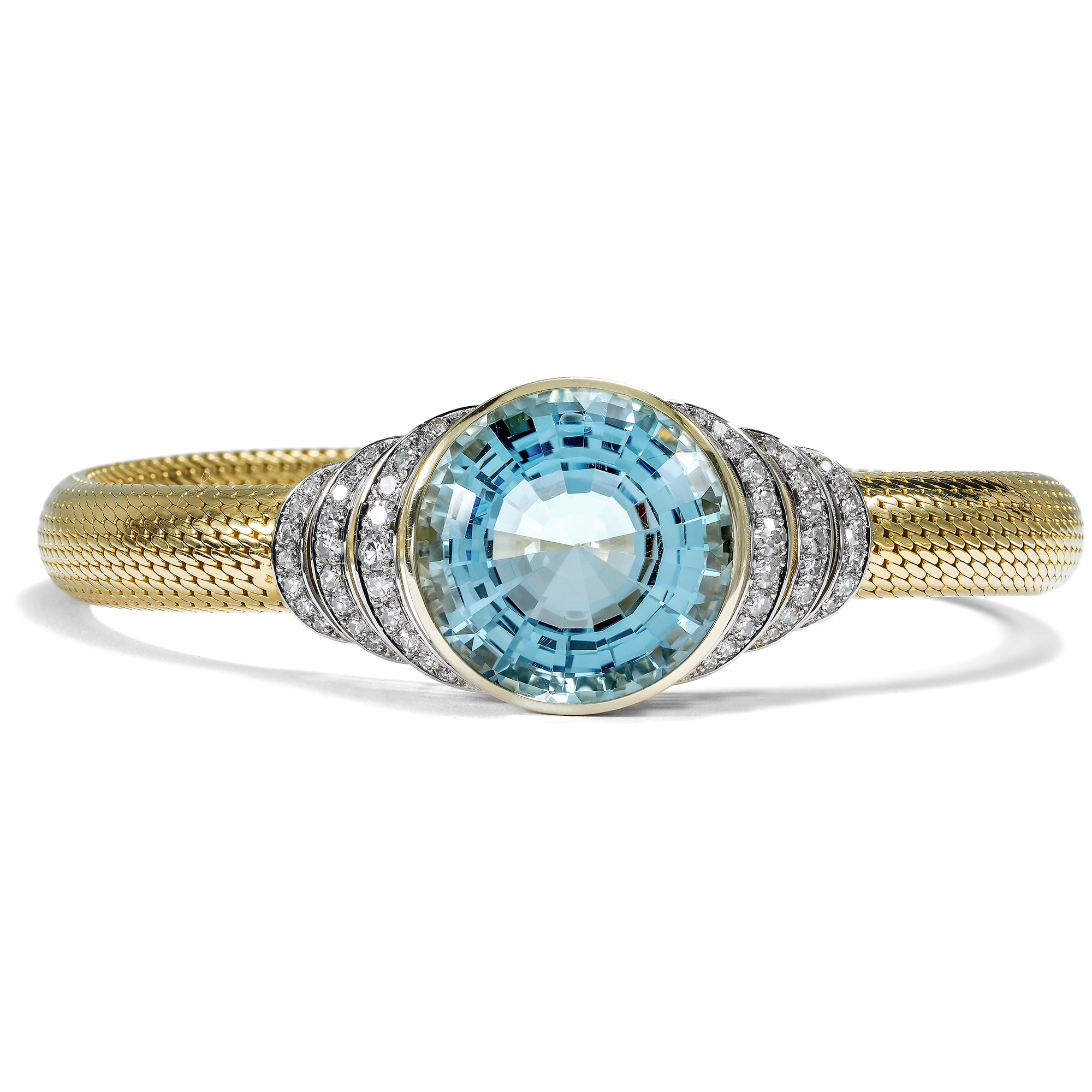 Magnificent Aquamarine and Diamond Gold Bracelet, German, c. 1950s