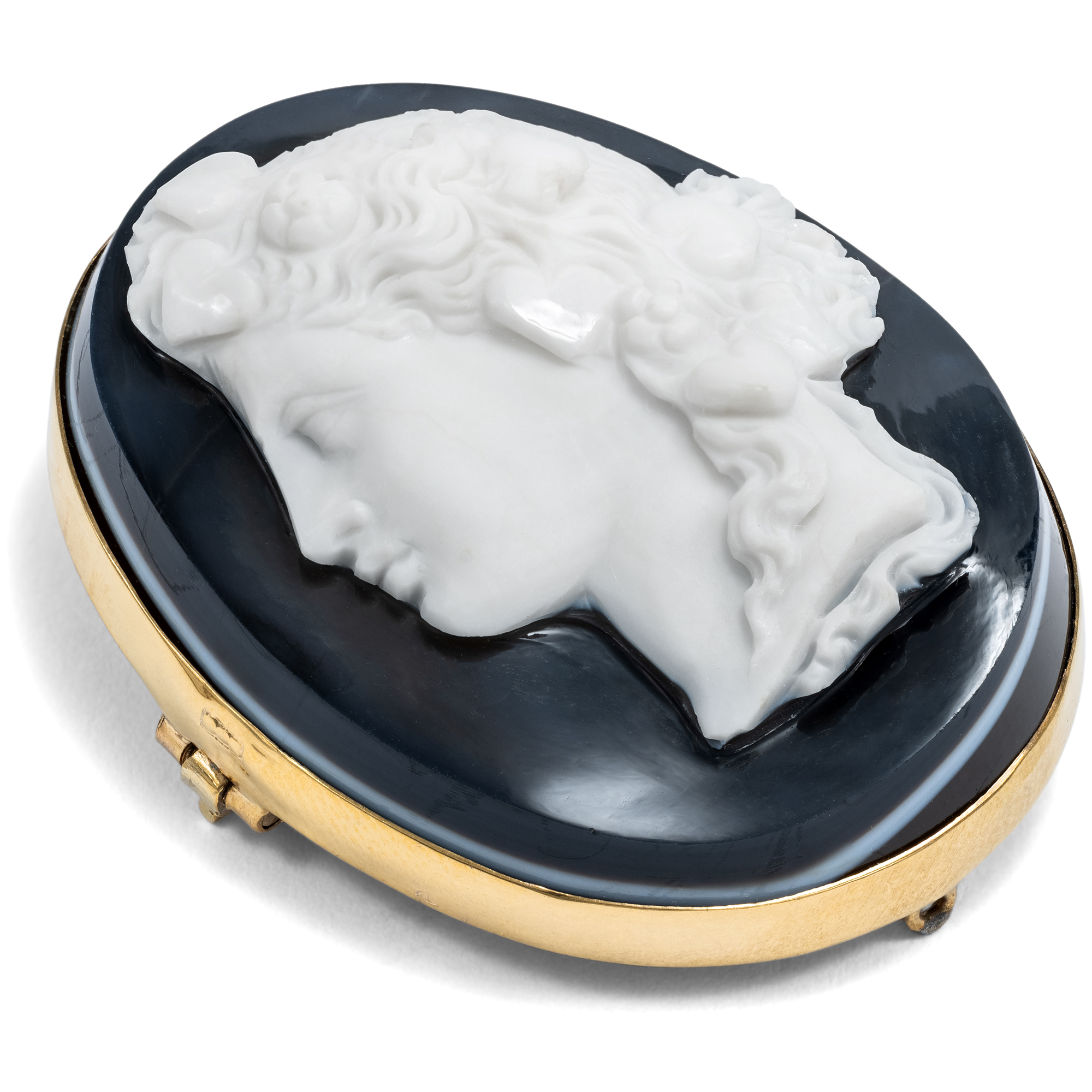 Fine Agate Cameo of Fides in Gold as a Brooch, Circa 1880