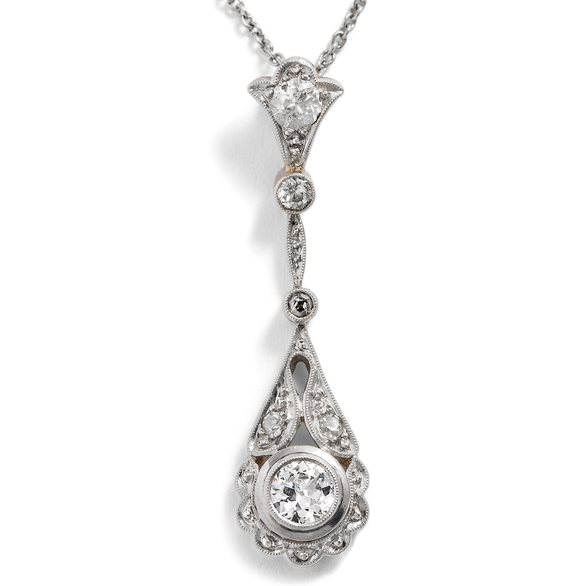 Déco Pendant with Diamonds in Platinum on Gold, Germany, c. 1925