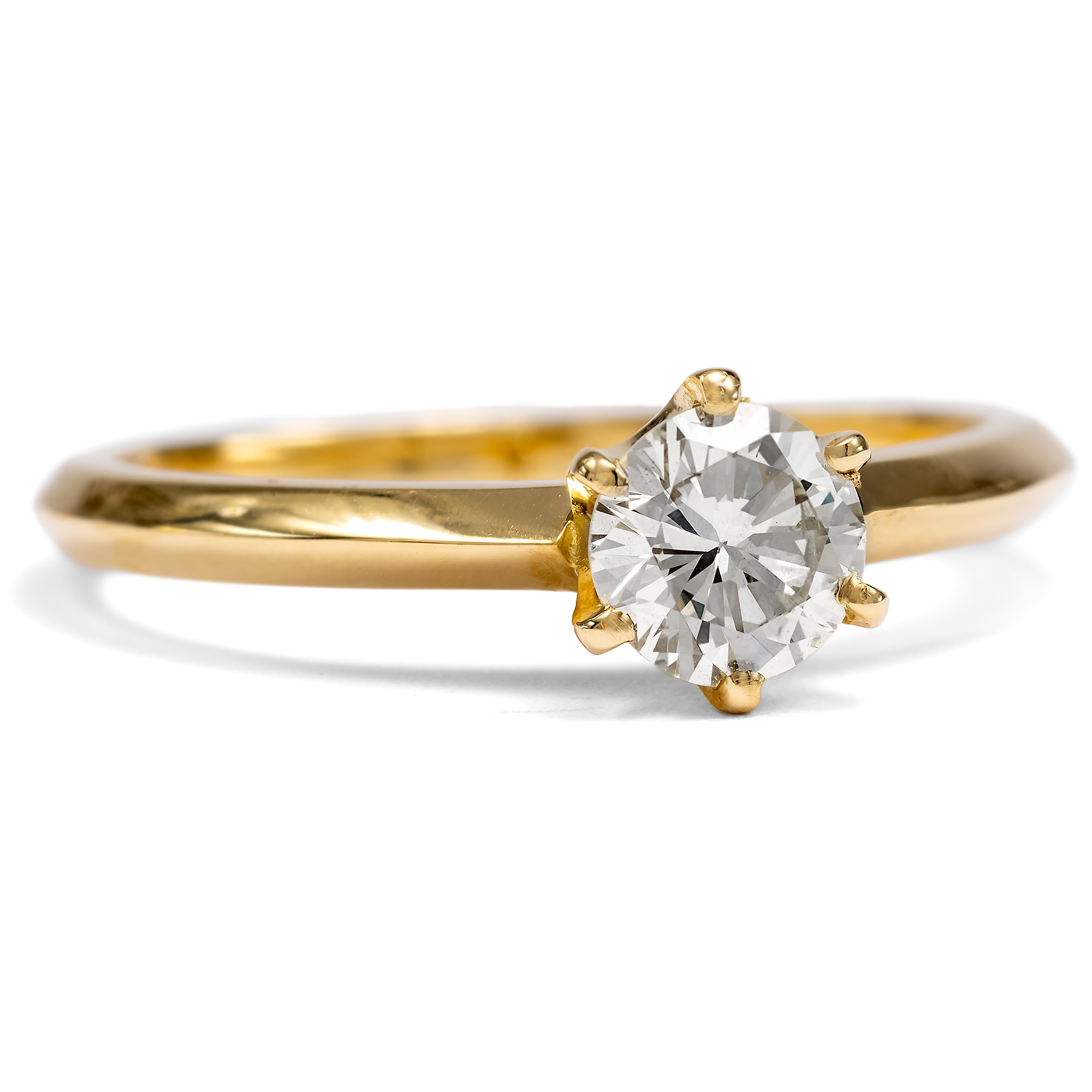 Classic Solitaire Gold Ring with 0.52 ct Brilliant From Our Workshop