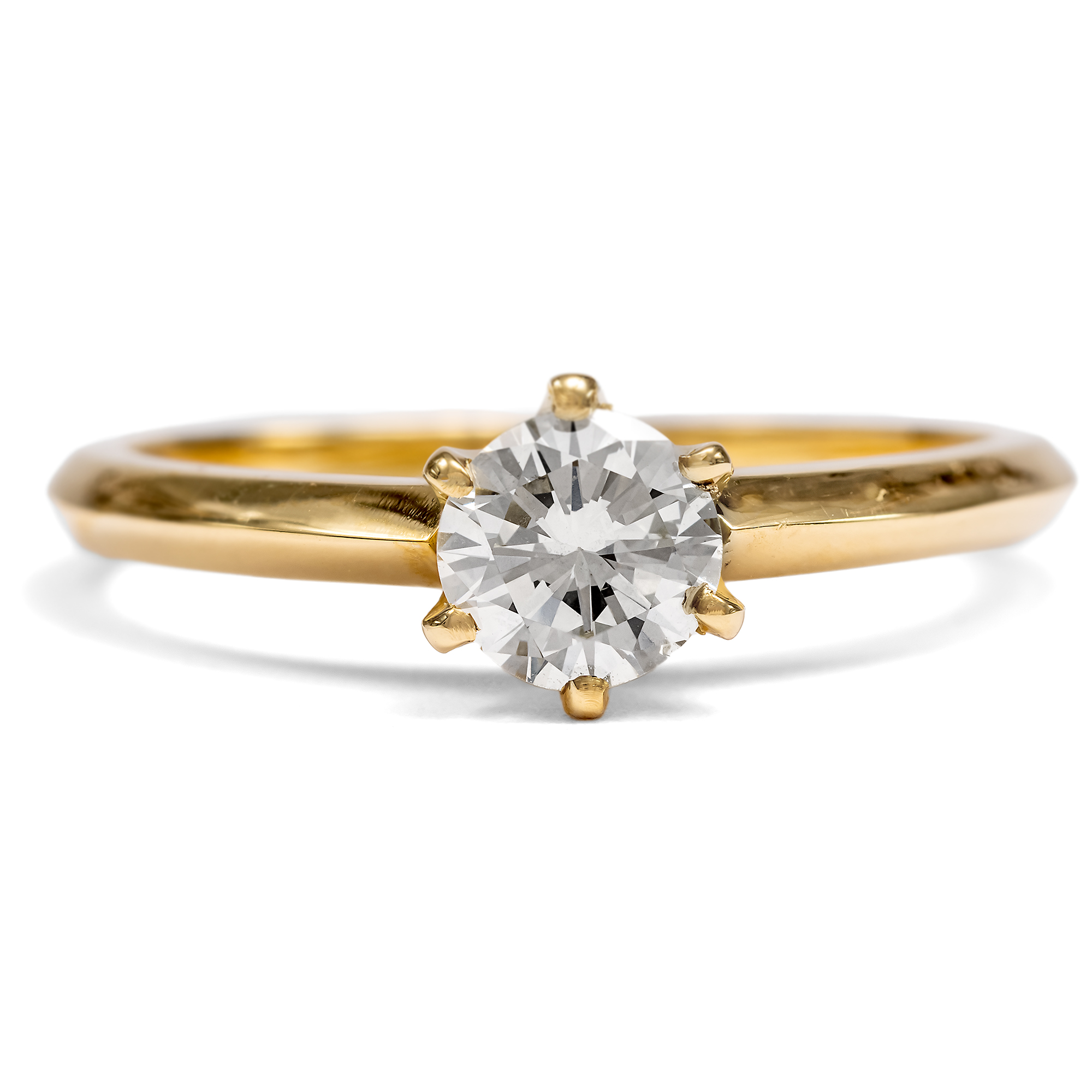 Classic Solitaire Gold Ring with 0.52 ct Brilliant From Our Workshop