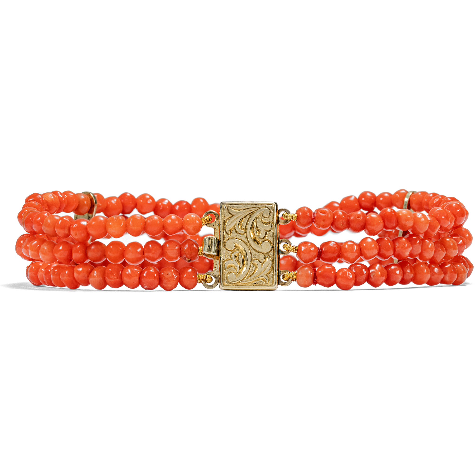 Bracelet Made From Antique Coral With Gold-Plated Silver Clasp From Our Workshop