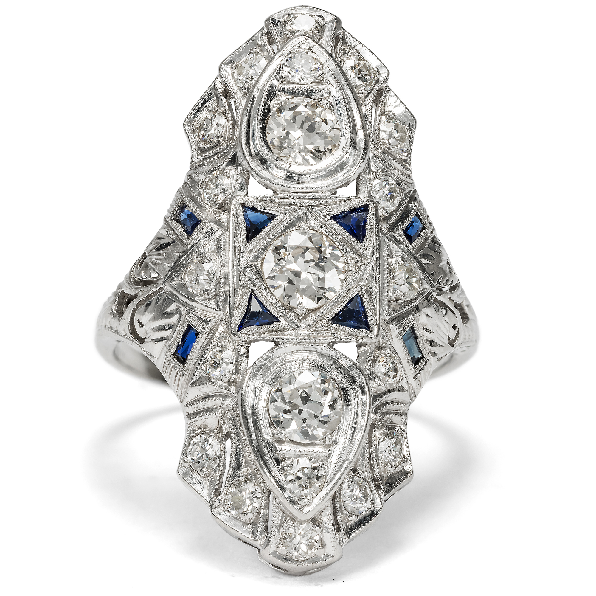 Exquisite Art Déco Ring with Diamonds in Platinum, USA c. 1930