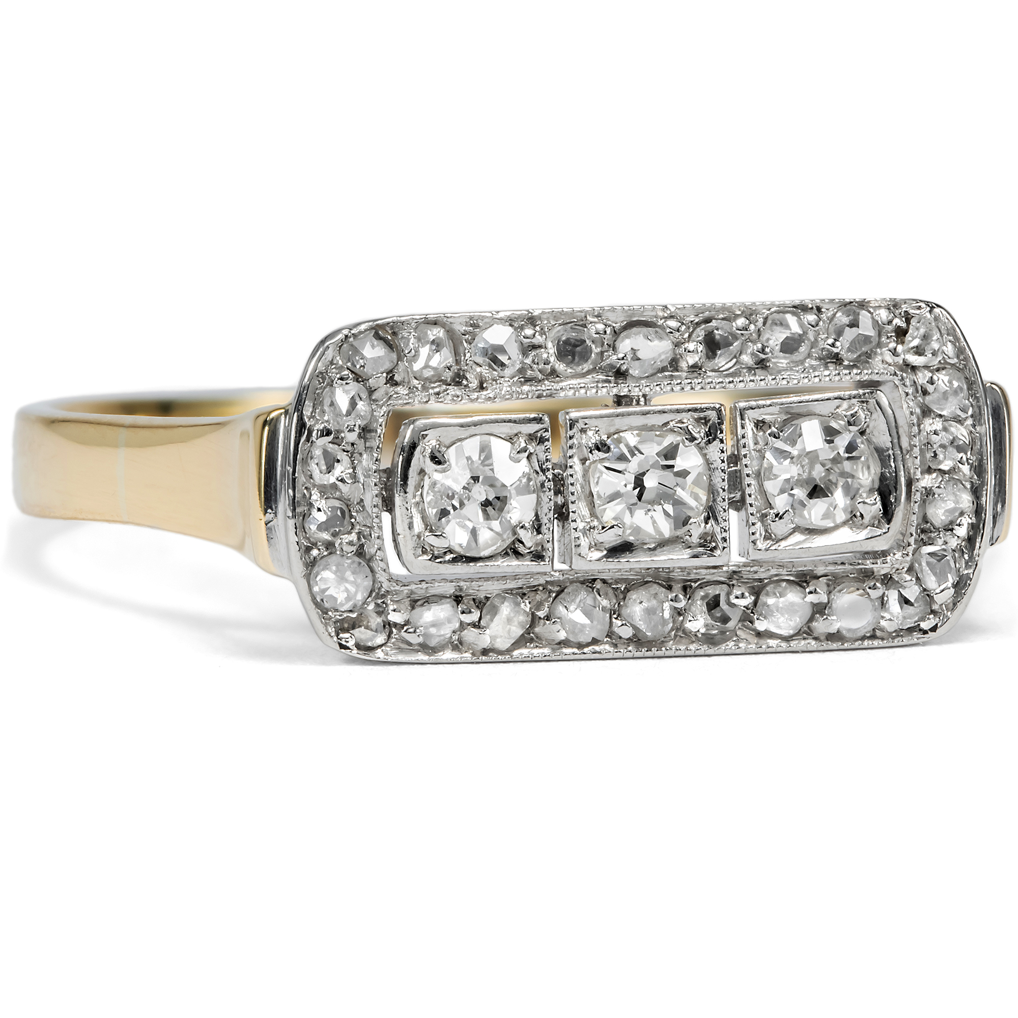 Delicate Art Déco Trilogy Ring with Diamonds, c. 1935