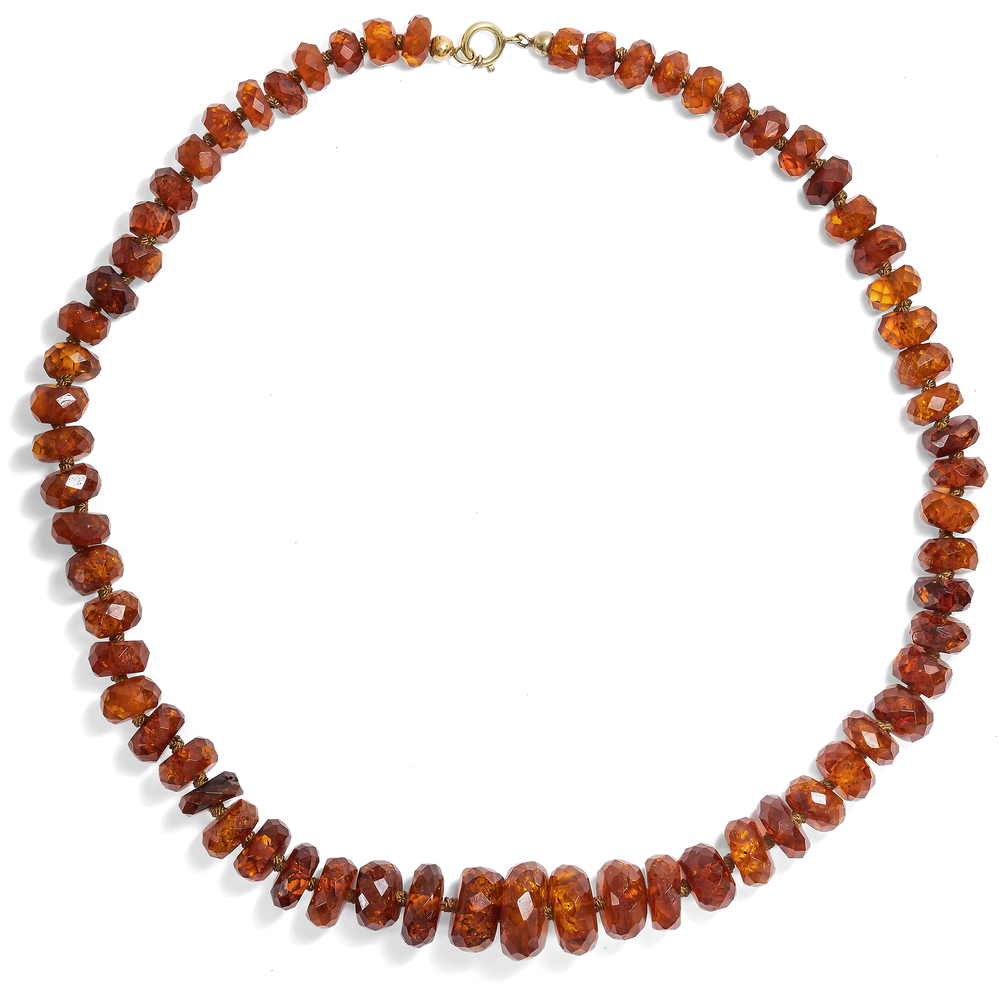 Antique Necklace Made of Dark Amber, Graduated, Around 1900