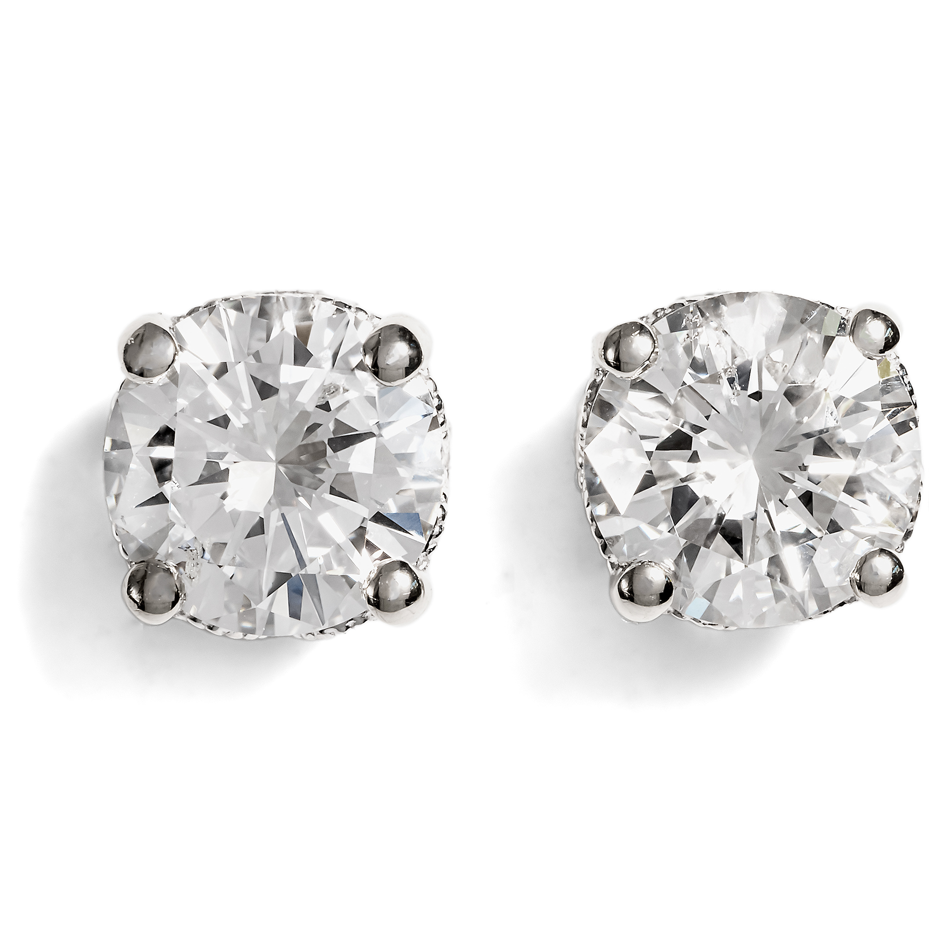 Fine Stud Earrings with 1.01 ct Diamonds in White Gold from our Workshop