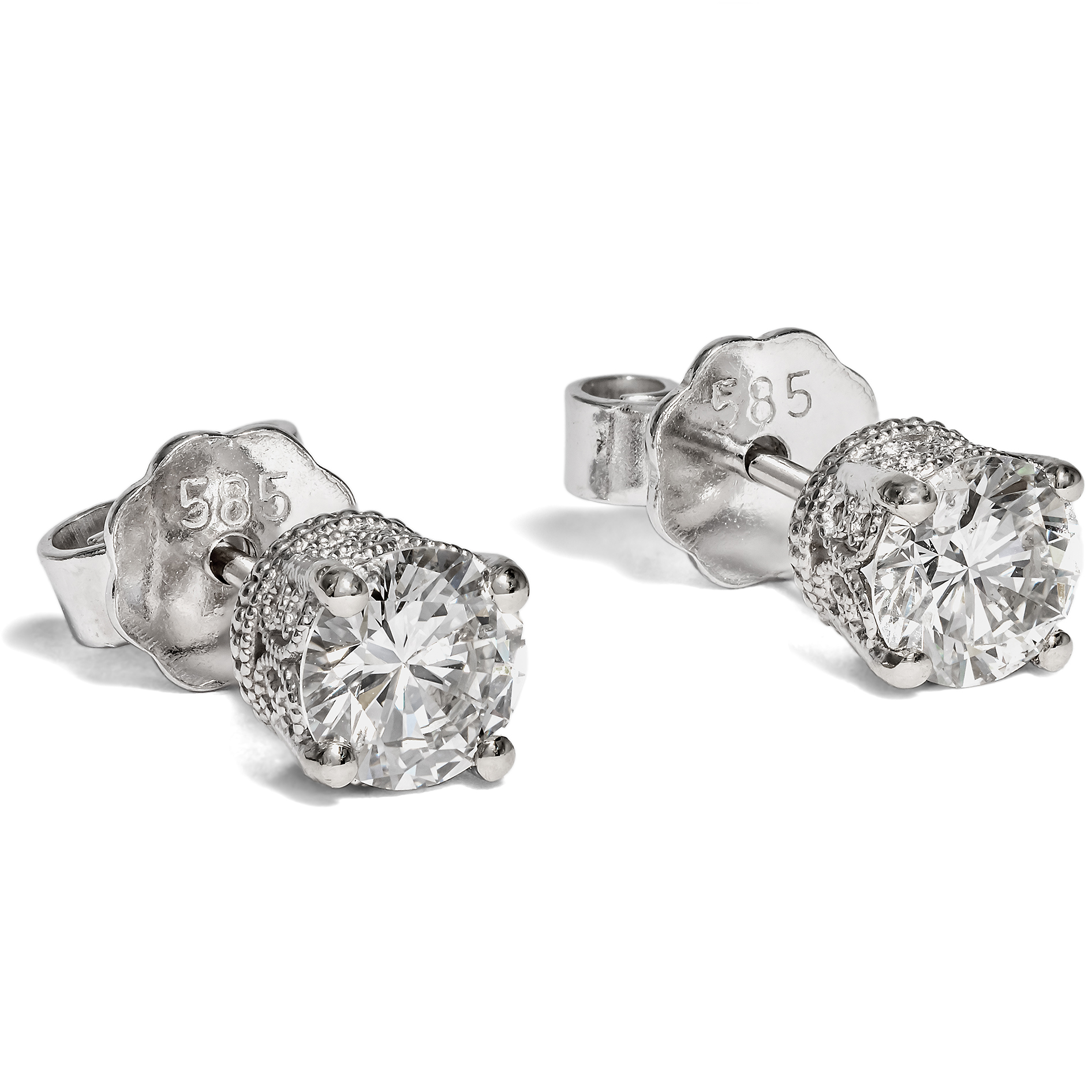 Fine Stud Earrings with 1.01 ct Diamonds in White Gold from our Workshop