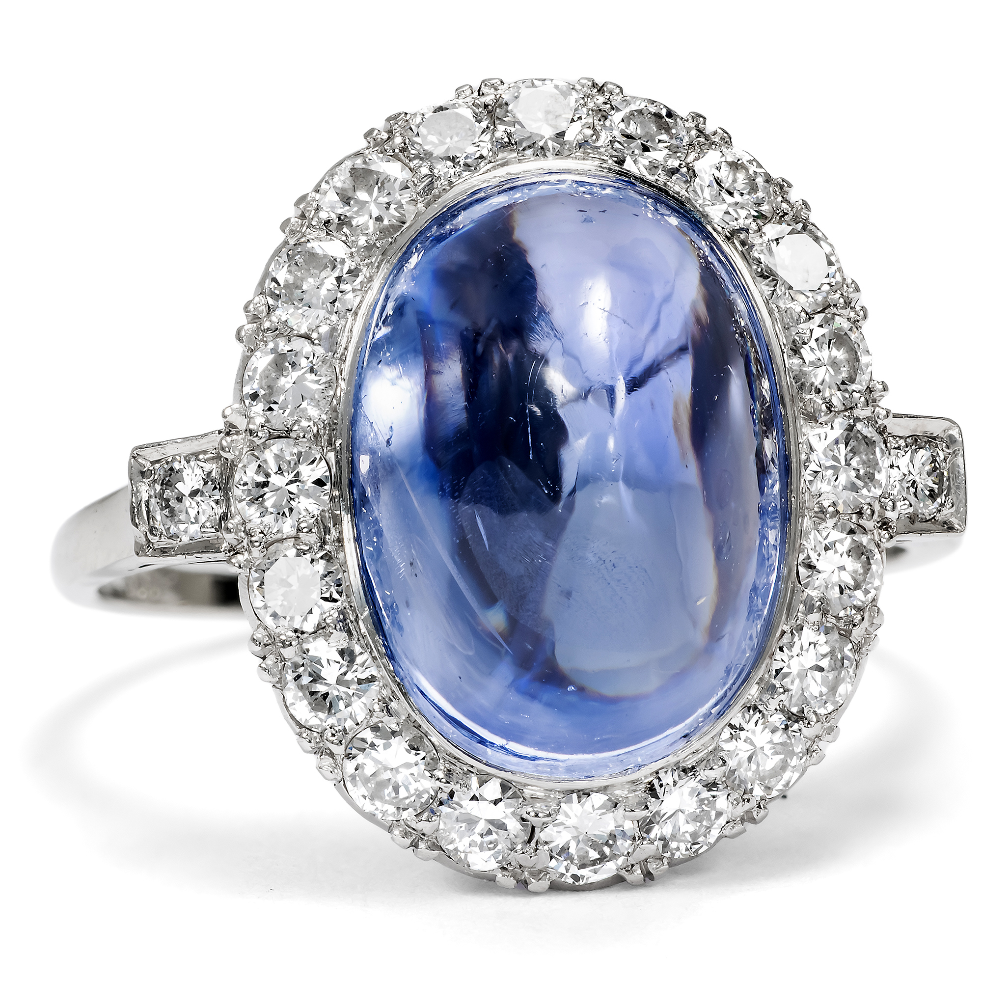 Vintage Cocktail Ring with Untreated Ceylon Sapphire and Diamonds, c. 1950 Vintage Cocktail Ring with Untreated Ceylon Sapphire and Diamonds, c. 1950