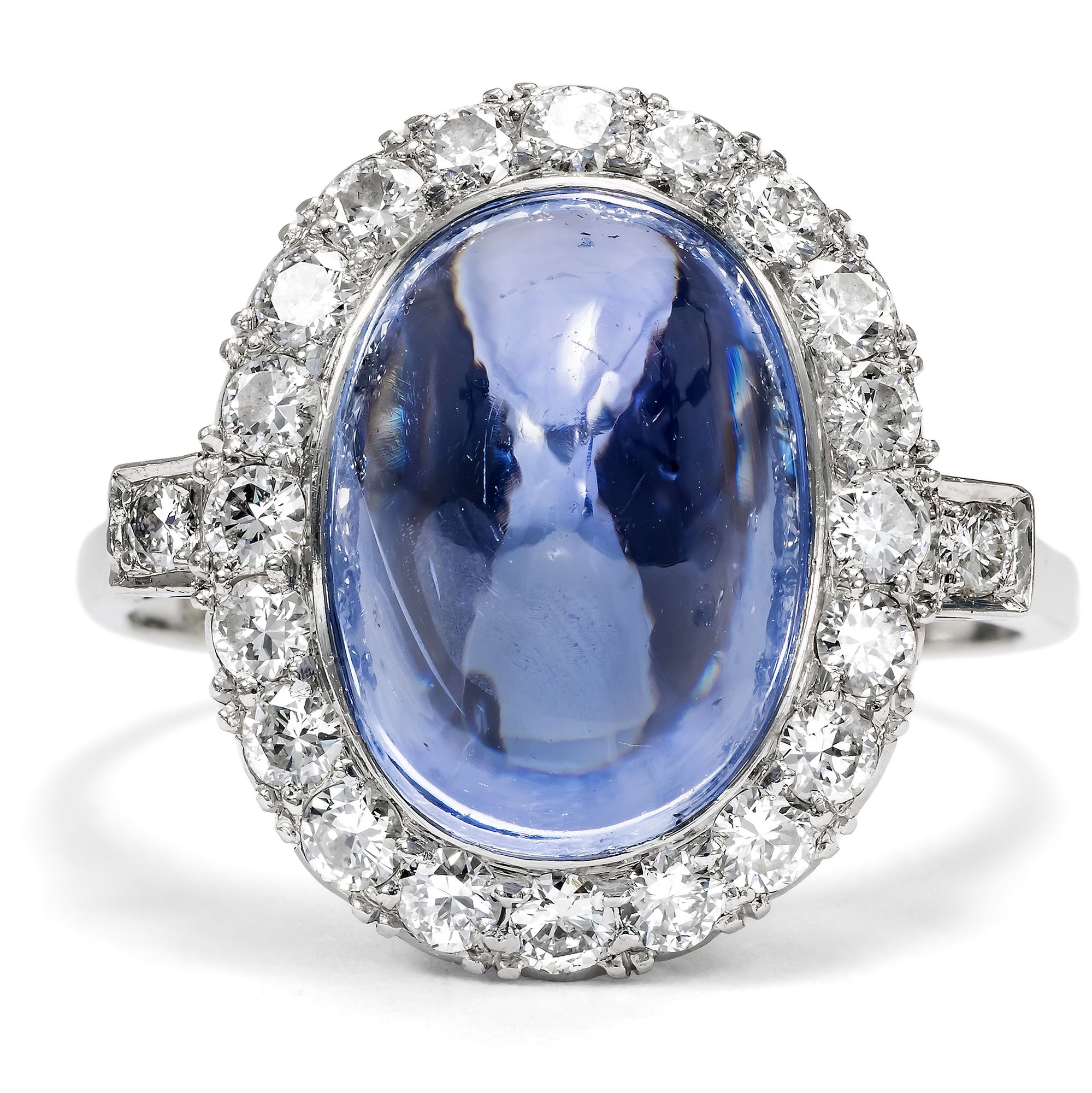 Vintage Cocktail Ring with Untreated Ceylon Sapphire and Diamonds, c. 1950 Vintage Cocktail Ring with Untreated Ceylon Sapphire and Diamonds, c. 1950