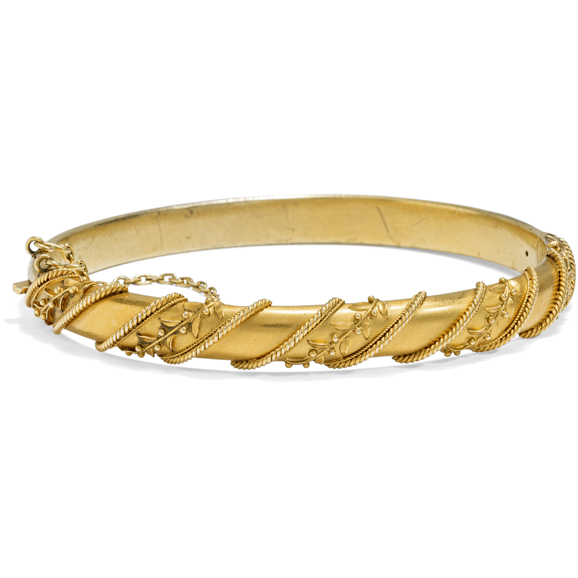 Victorian Gold Bangle with Etruscan Revival Decoration, Britain, c. 1890