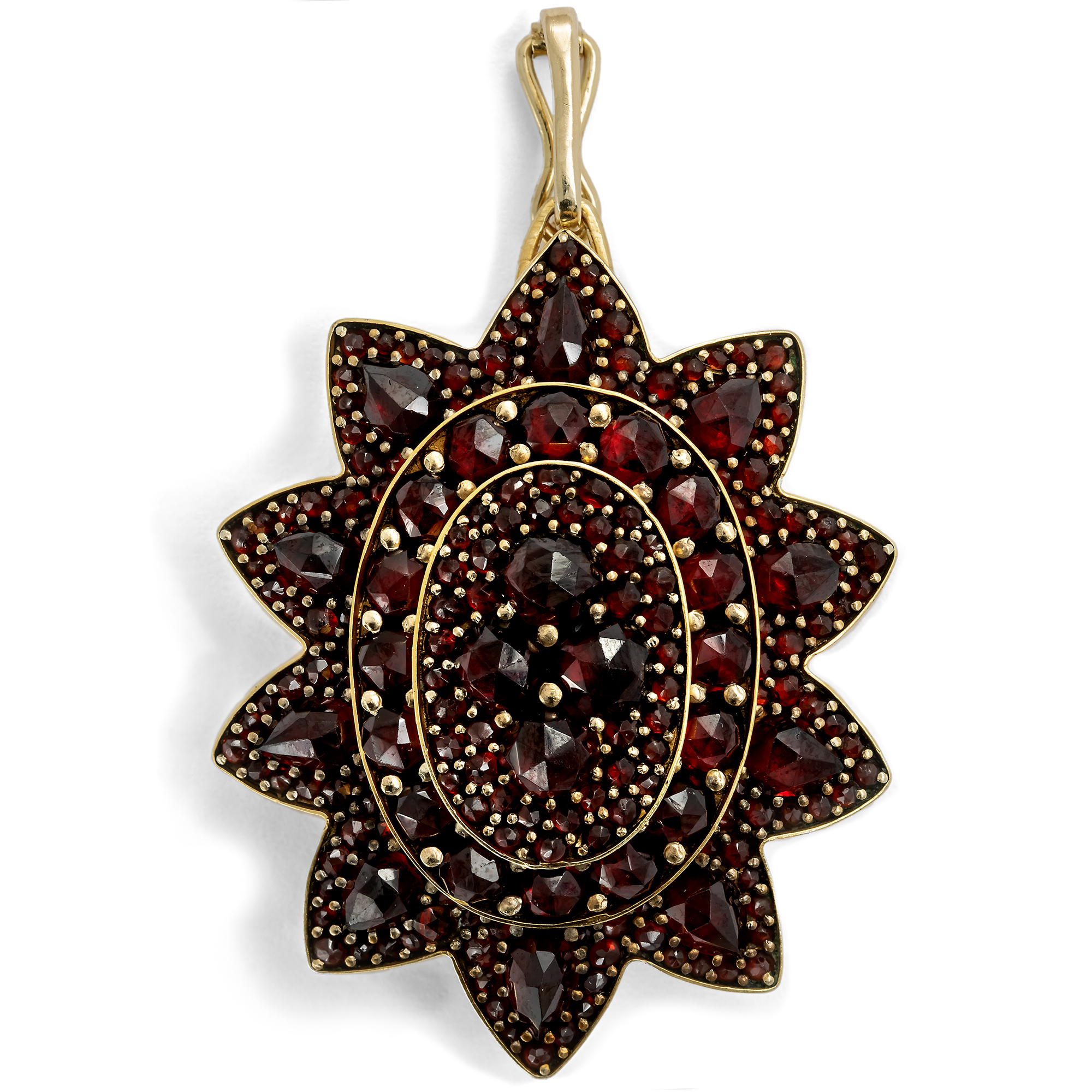 Antique Locket Pendant with Bohemian Garnets, c. 1880