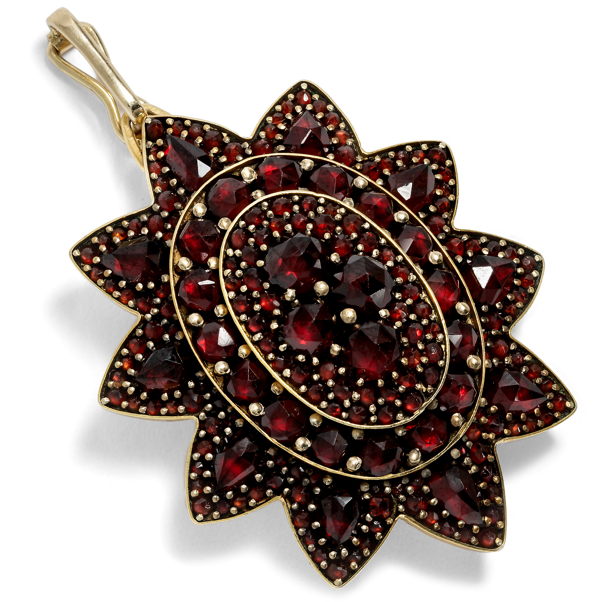 Antique Locket Pendant with Bohemian Garnets, c. 1880